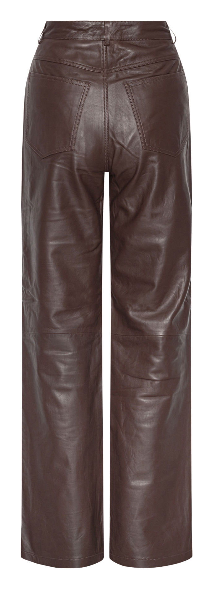 Straight-fit leren broek ROTATE Bruin