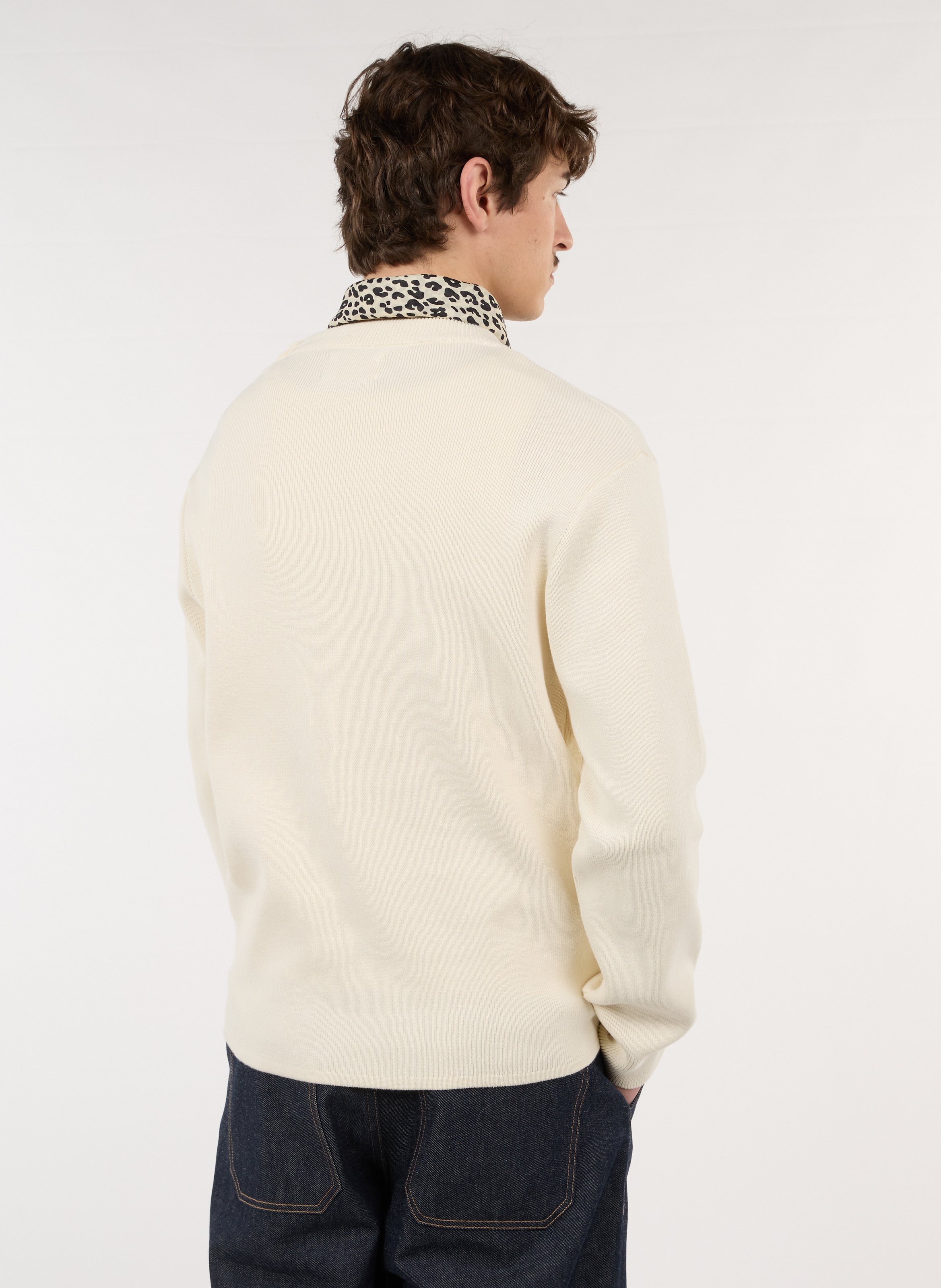 Gerader Rundhals-Pullover aus Baumwolle SAISON 1865 Beige