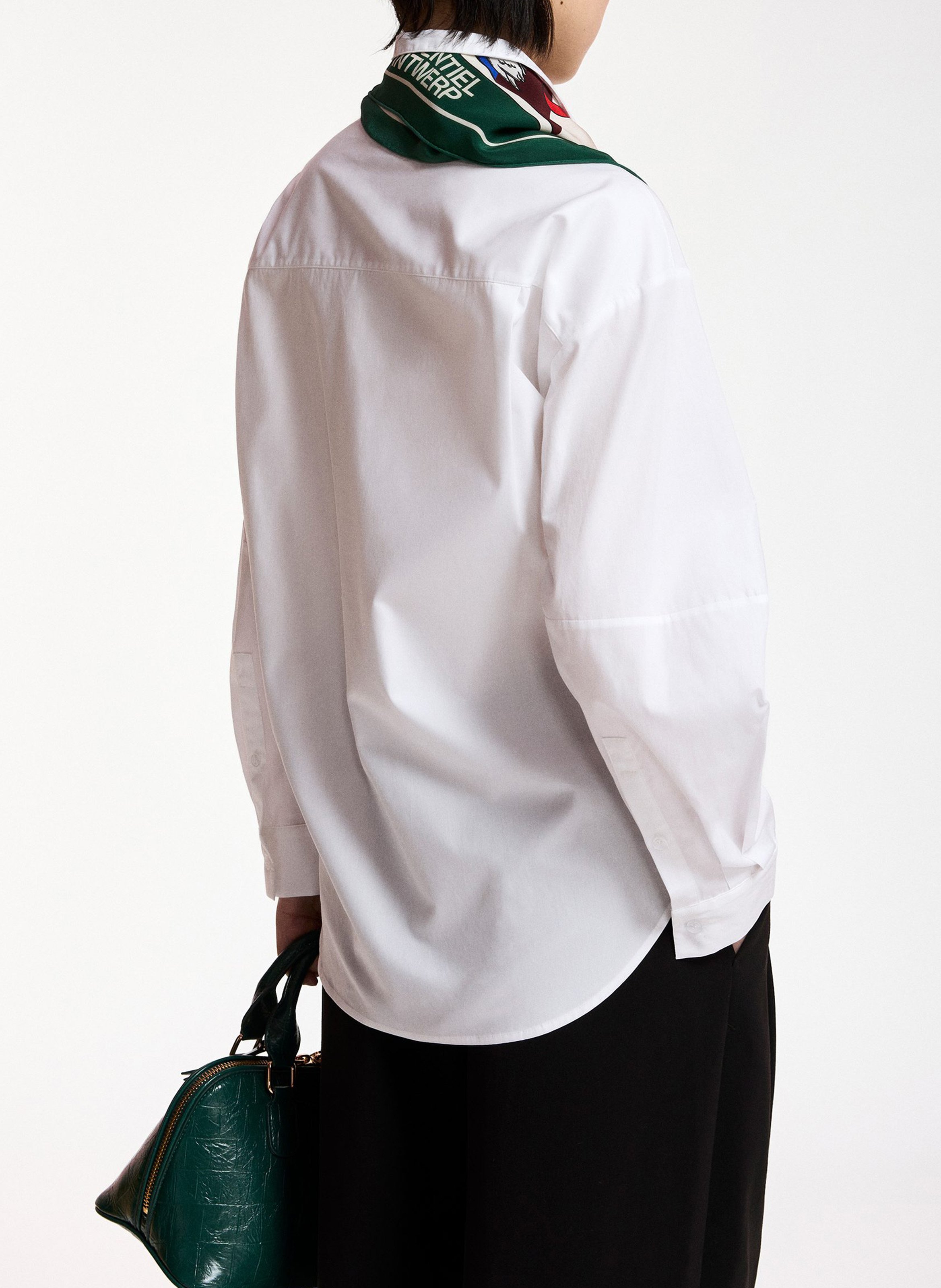 Gerade geschnittene Bluse aus Bio-Baumwolle mit Streifen ESSENTIEL ANTWERP Weiss