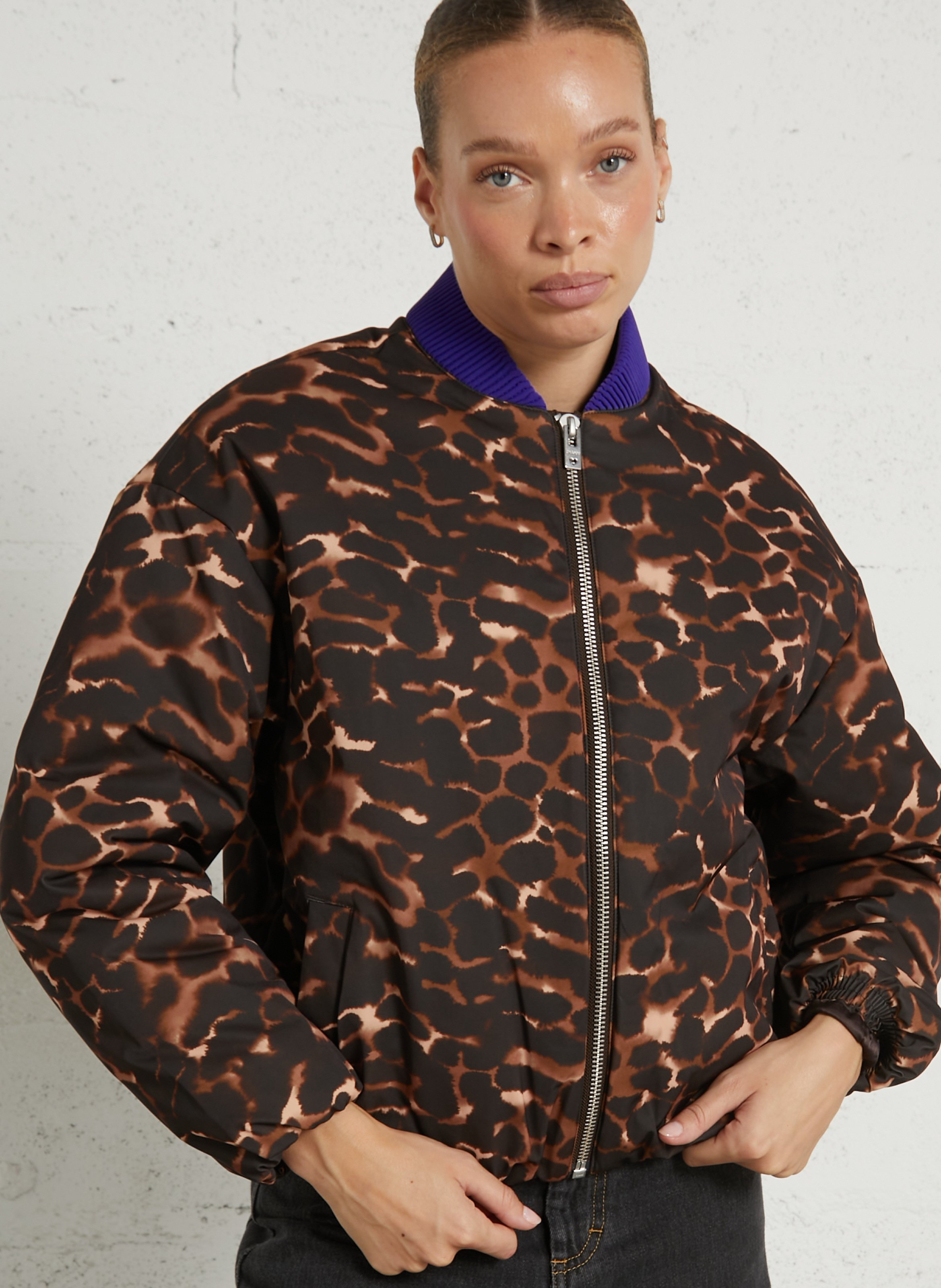 Veste bomber à motif léopard FABIENNE CHAPOT Marron