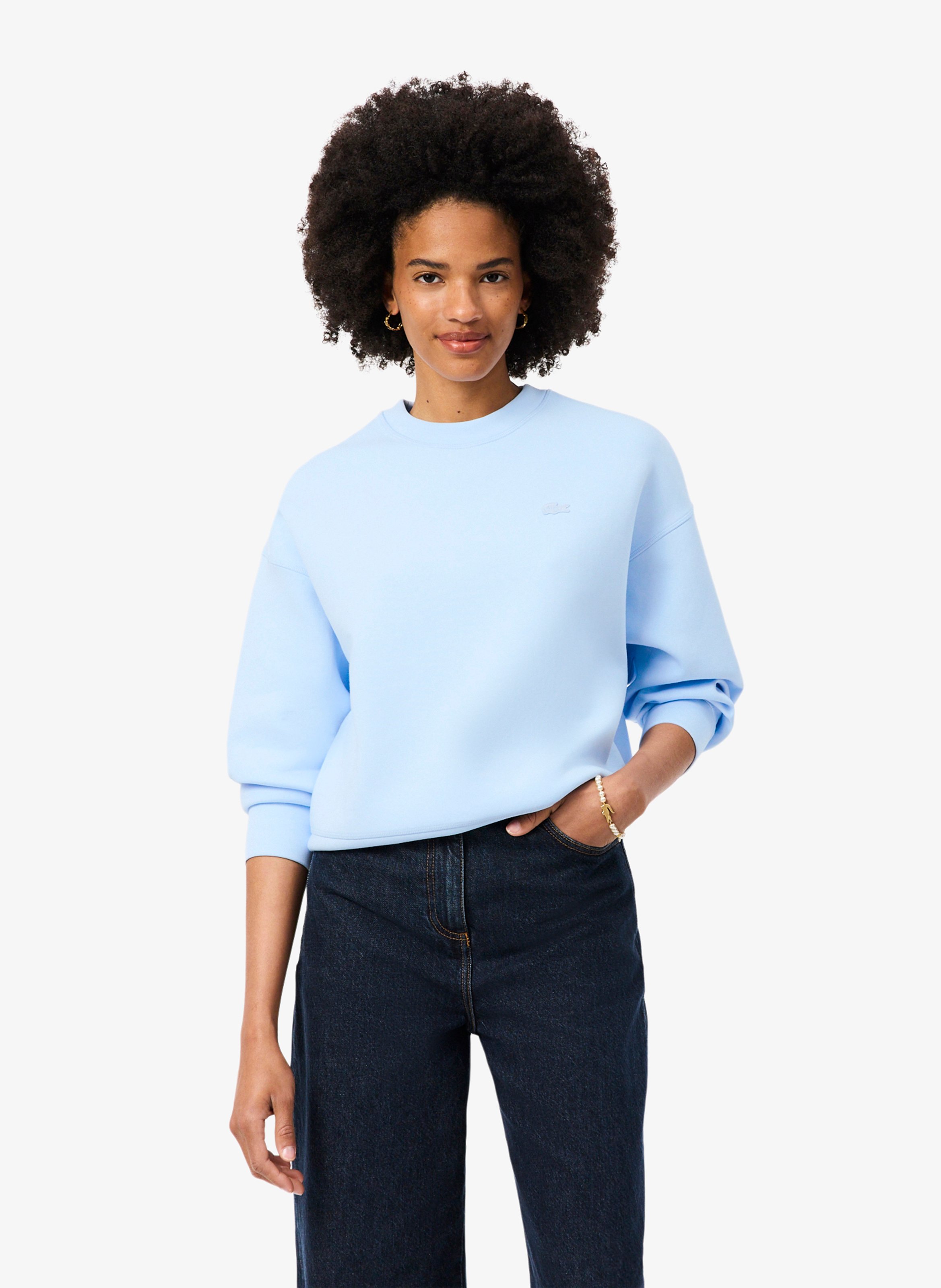 Oversized cotton-blend sweatshirt with round neck LACOSTE