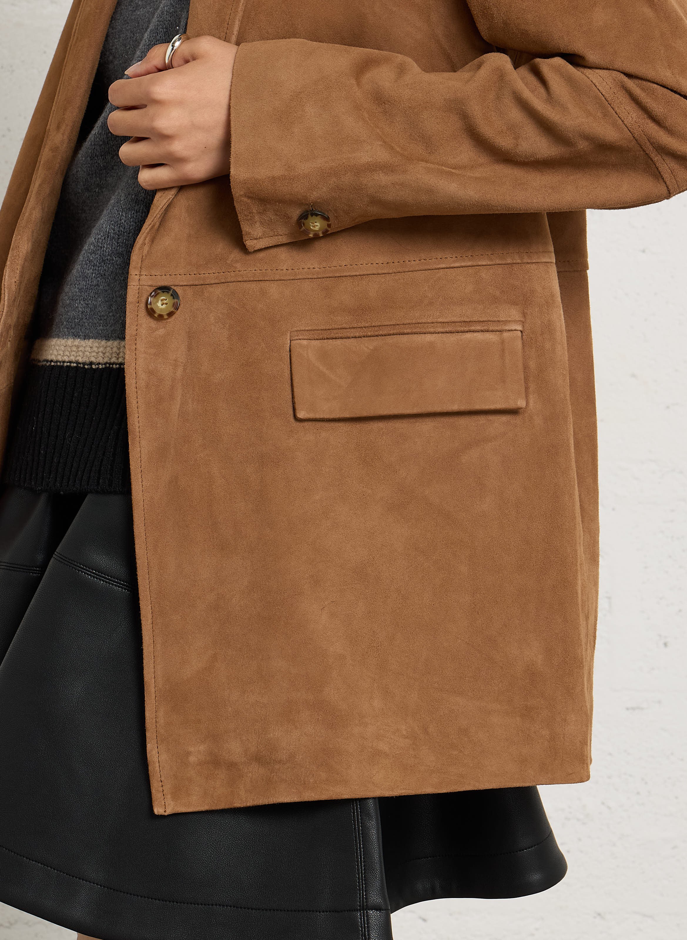 Rechte suède leren blazer MAISON 123 Beige