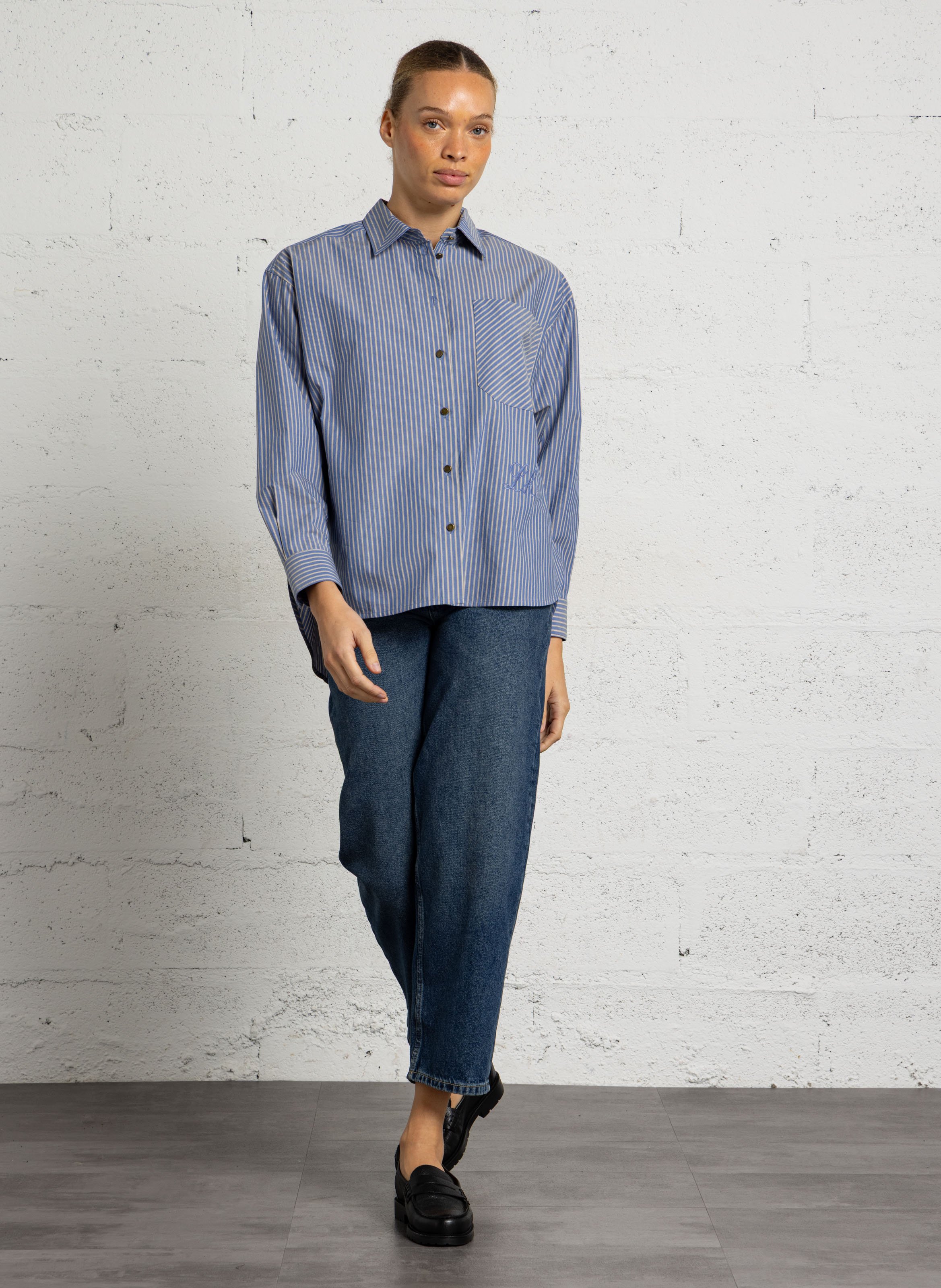 Gestreepte, katoenen blouse LEON & HARPER Blauw