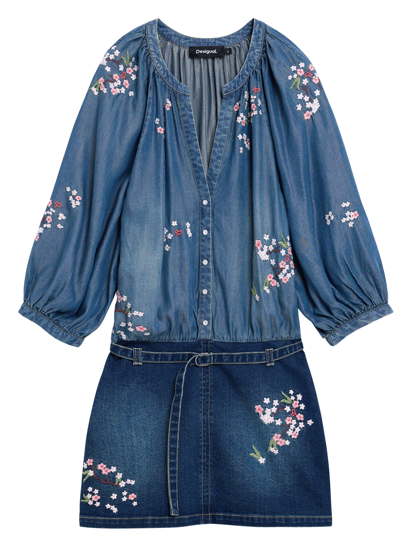 Korte denimjurk met borduurwerk DESIGUAL Blauw