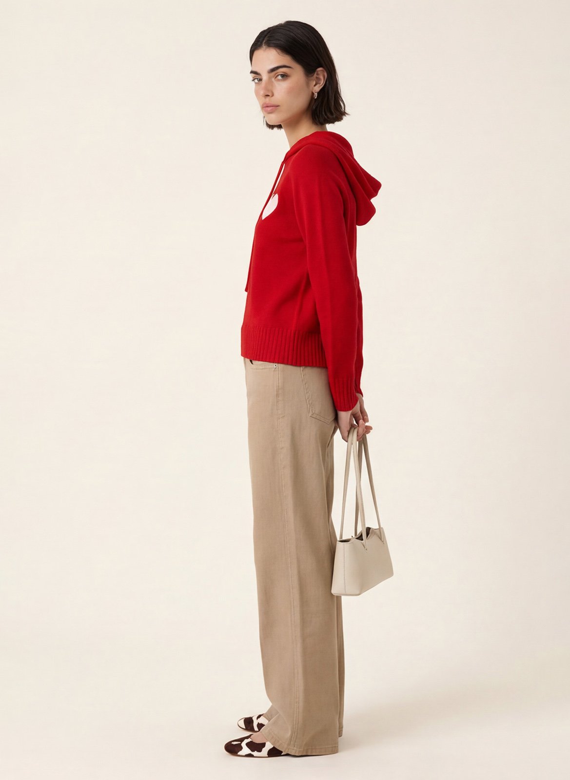 Pull à capuche droit en laine mélangée | Rouge KOOKAI Femme