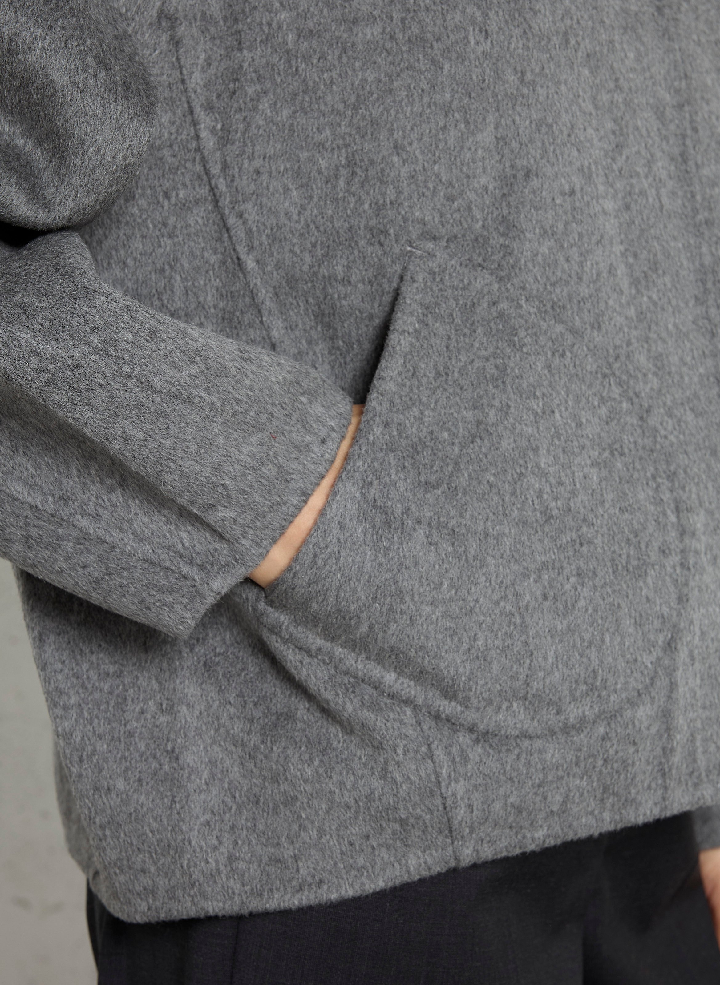 Manteau col rond en laine mélangée  SOEUR Gris