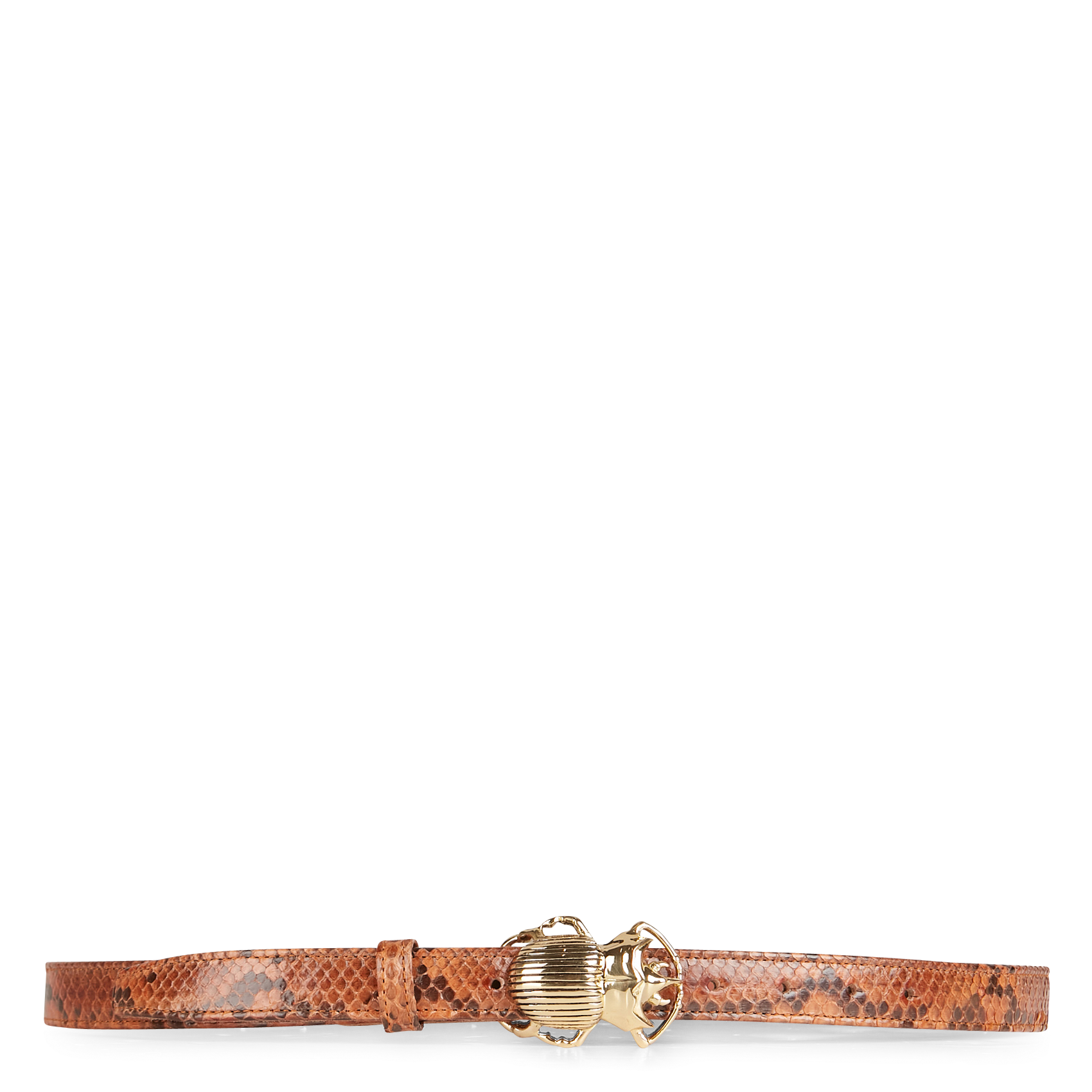 Ceinture fine en cuir python CLARIS VIROT Marron
