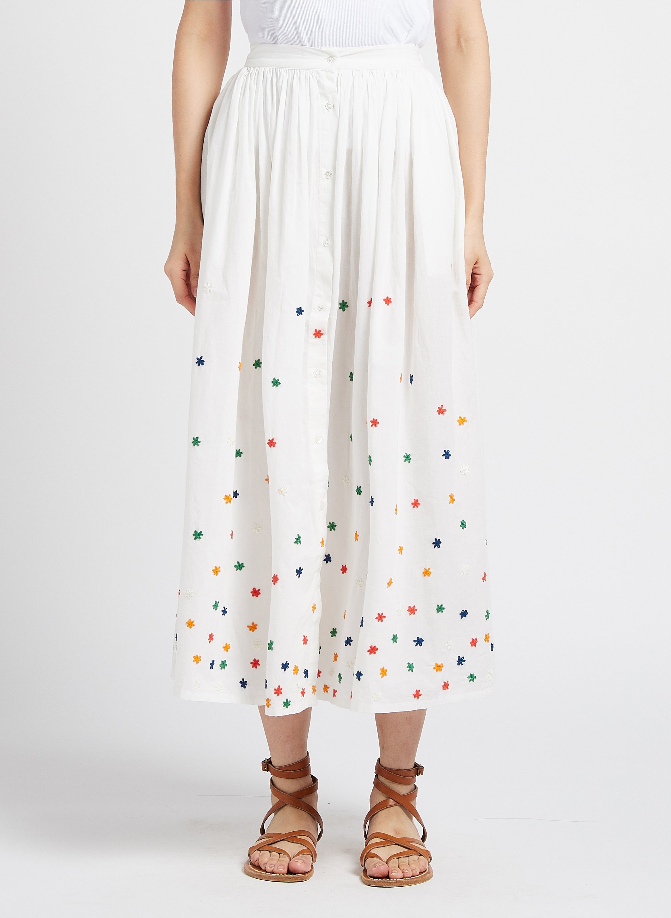 Maxirock aus Baumwolle mit Stickerei V DE VINSTER Weiss