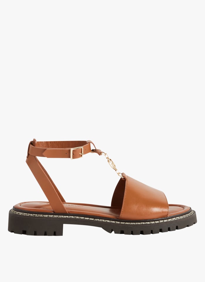 CLAUDIE PIERLOT Brown Flat leather sandals