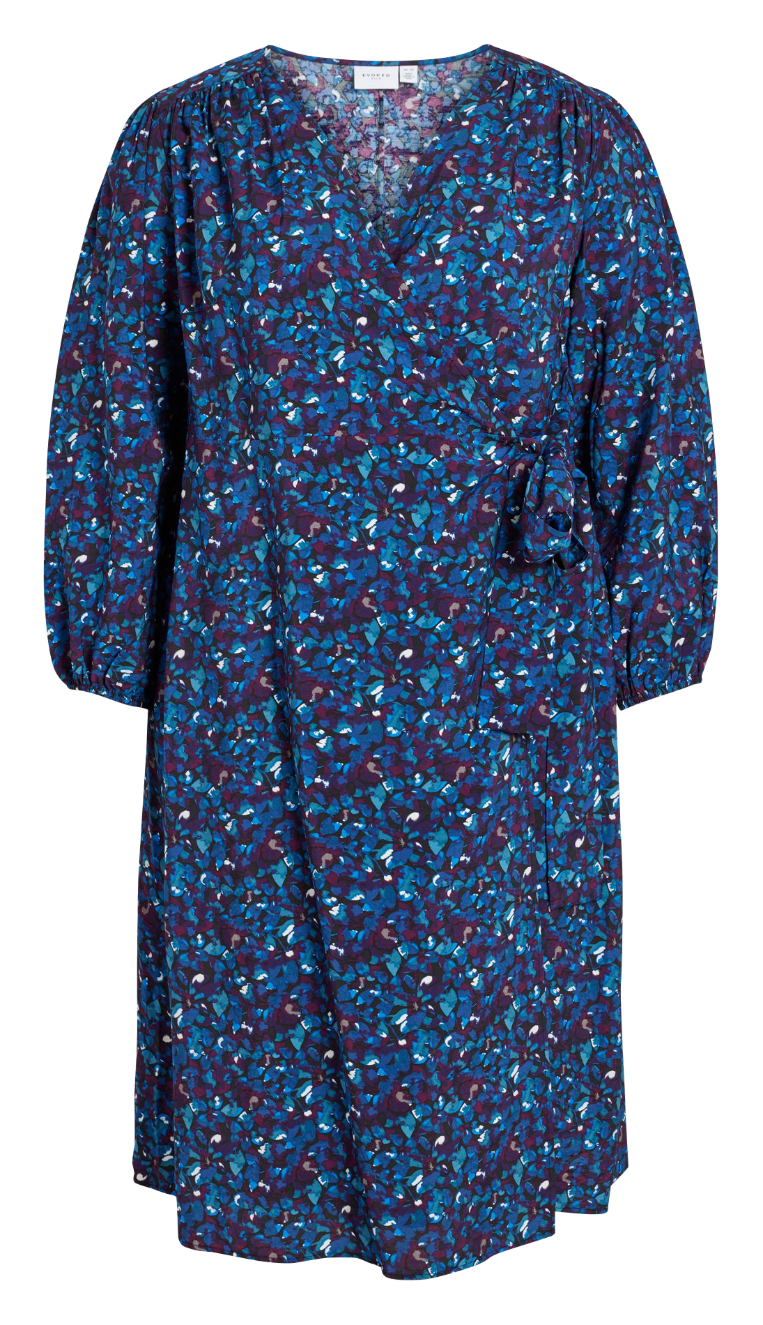 Bedrucktes Midi-Wickelkleid Schwarz