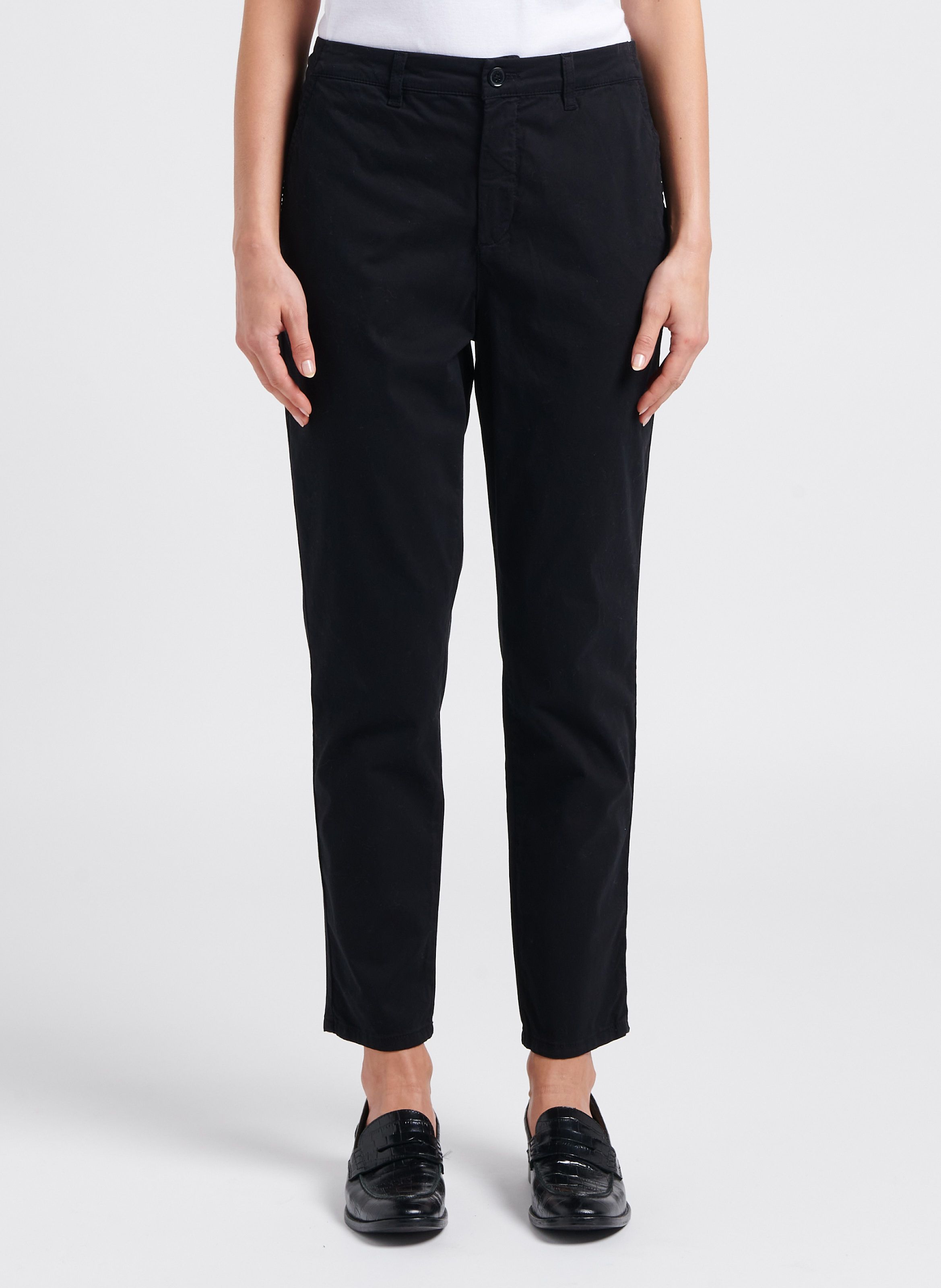 Pantalon Droit En Coton M lang Barcy Noir Ba sh Femme Place