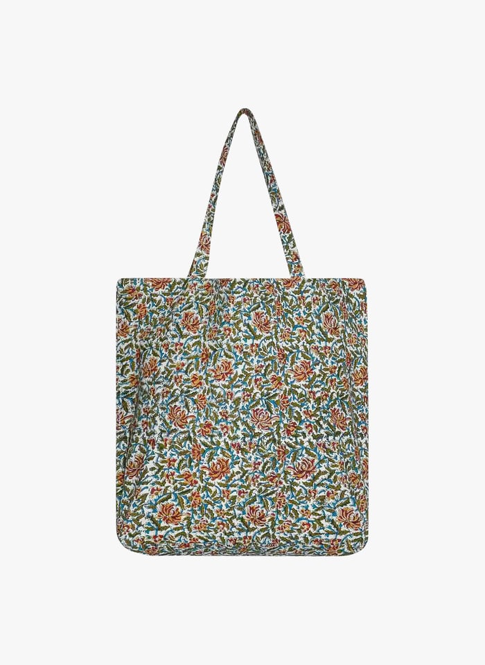 Floral Print Cotton Tote Bag Olive Jamini Home Place des Tendances