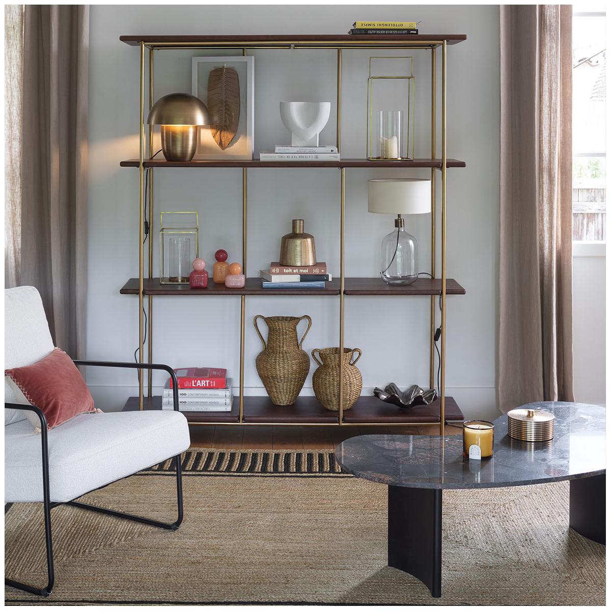 Set of 2 trays in metal with aged nickel finish BLANC D'IVOIRE Grey