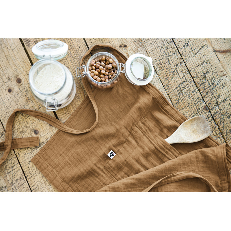 Chef apron in cotton gauze L'EFFET PAPILLON Brown