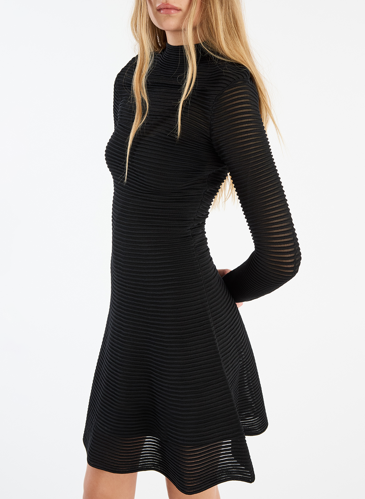Robe courte col montant ROTATE Black