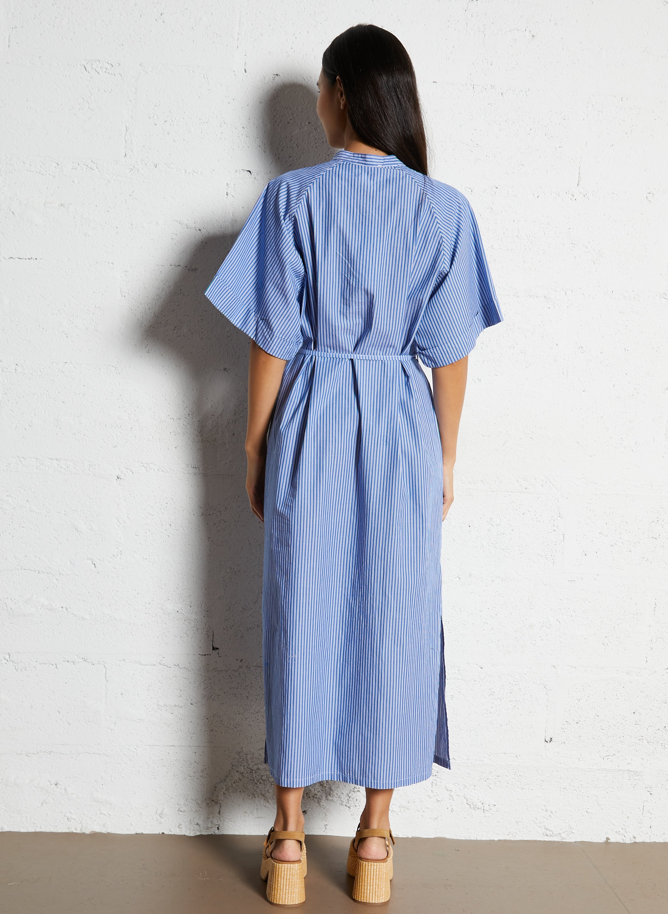 Belted striped midi dress AMERICAN VINTAGE Blue