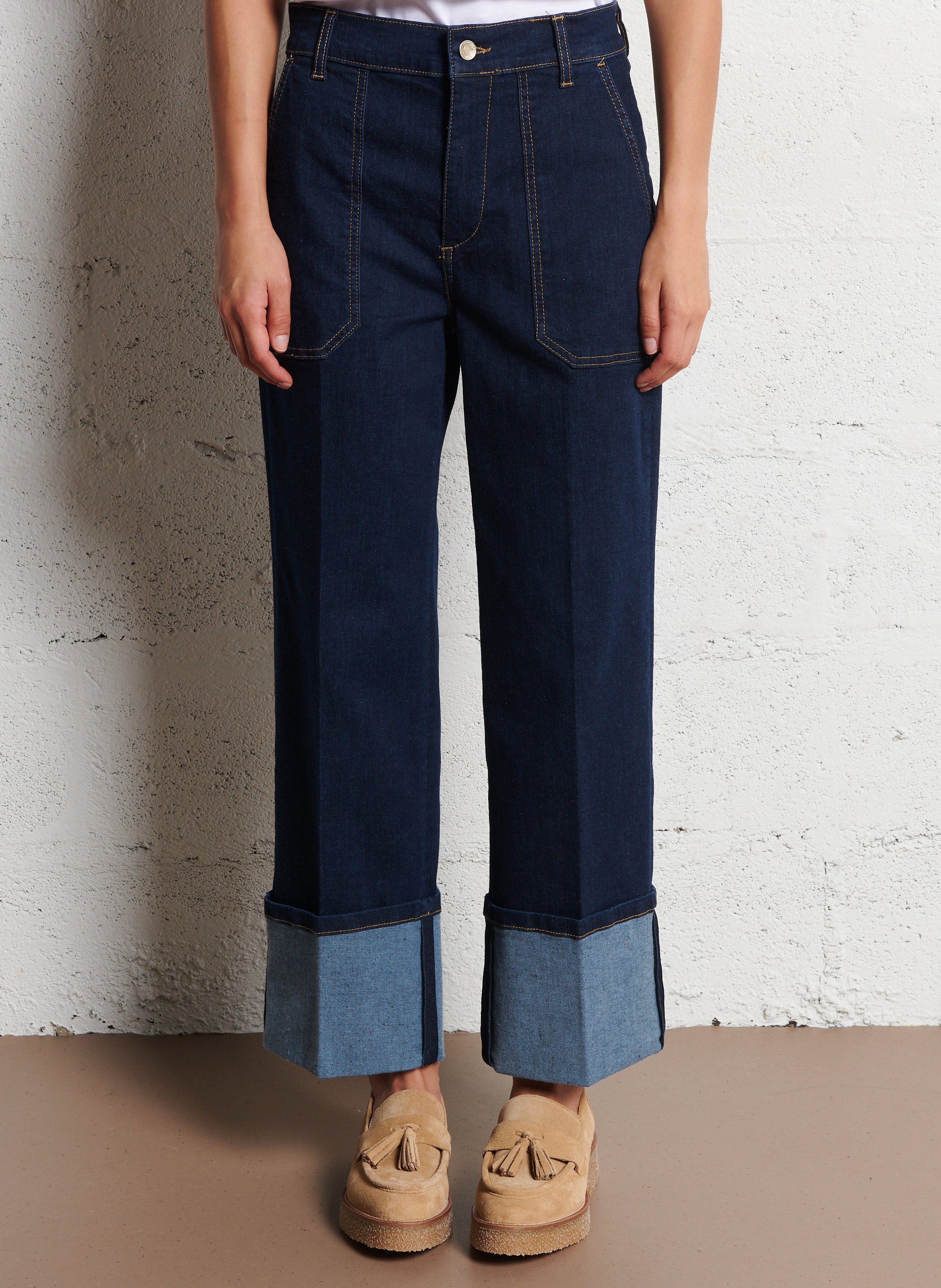 Gerade geschnittene Jeans mit umgeschlagenen Säumen LIU JO Blau