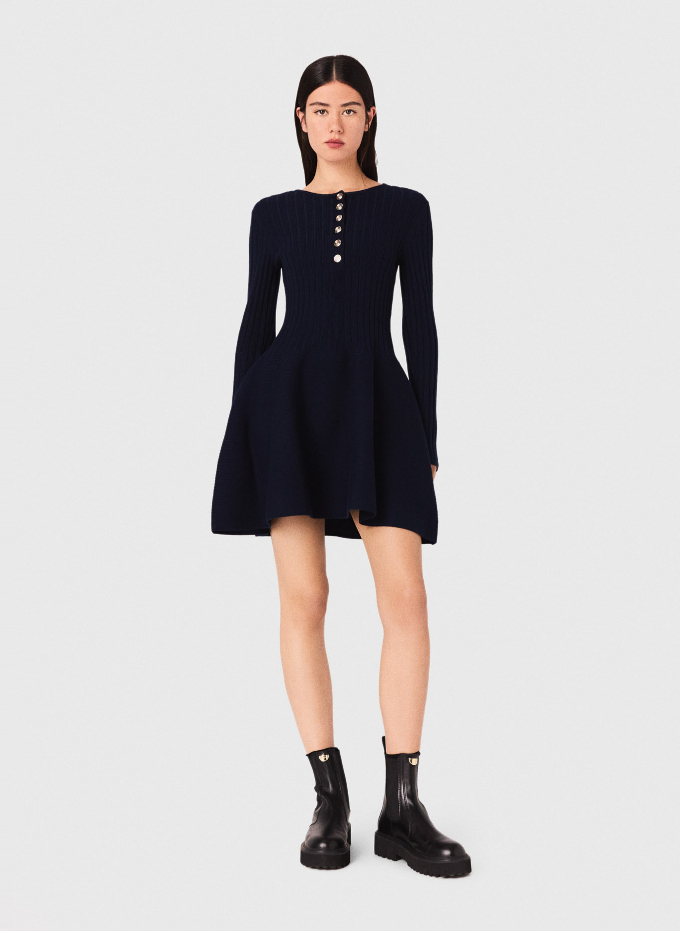 Short dress with round collar and buttons MAJE Blue