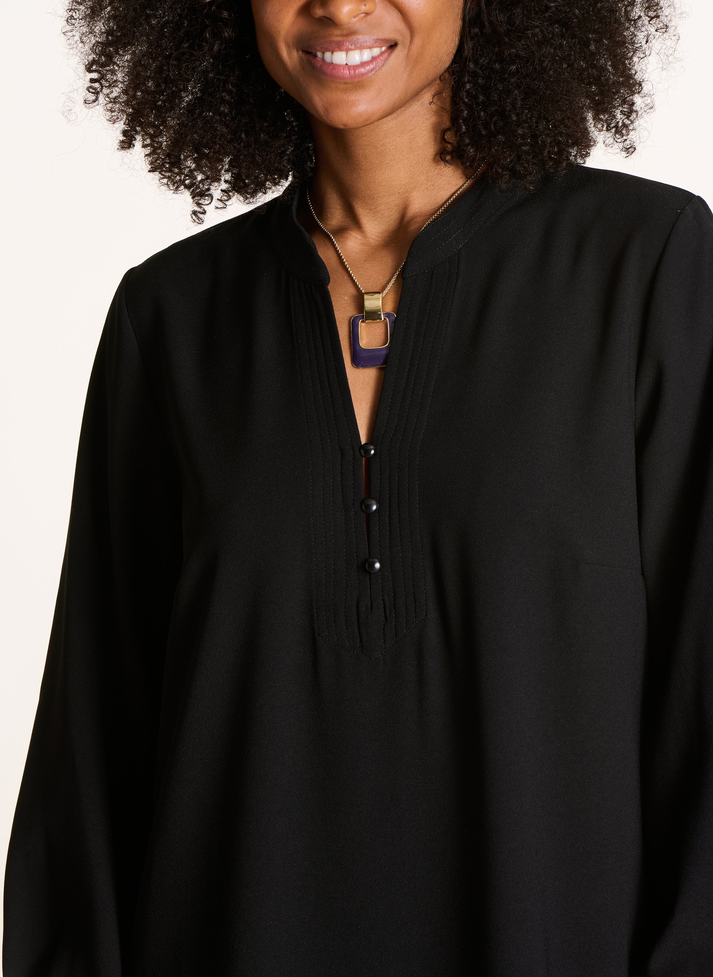 Midi dress with Tunisian neckline LA FEE MARABOUTEE Black