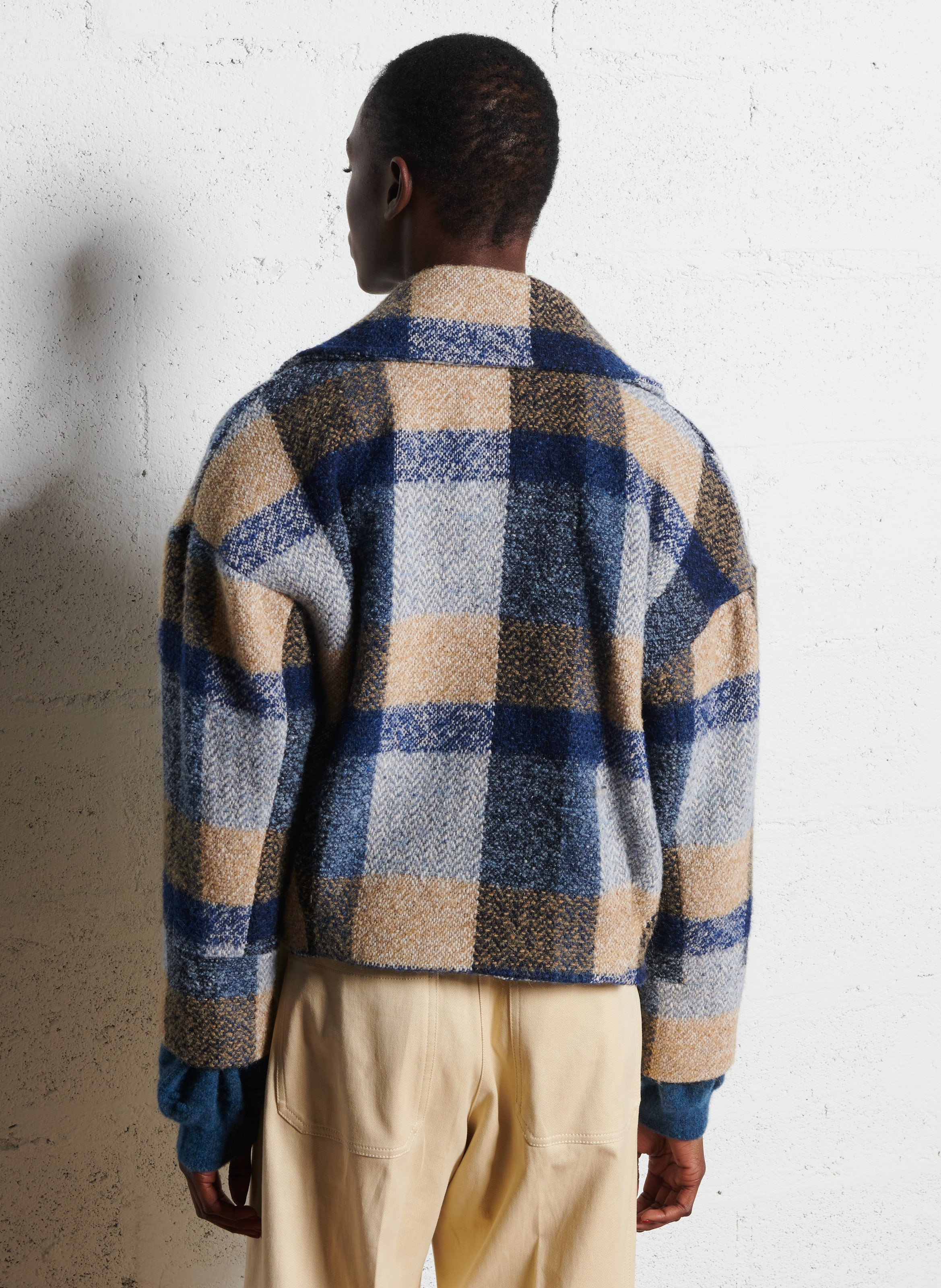 Manteau court à carreaux en laine mélangée MOMONI Multicolore