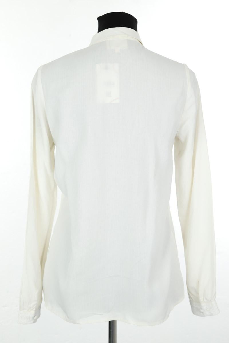 Printed silk satin classic-collar shirt SEZANE - Seconde main Beige