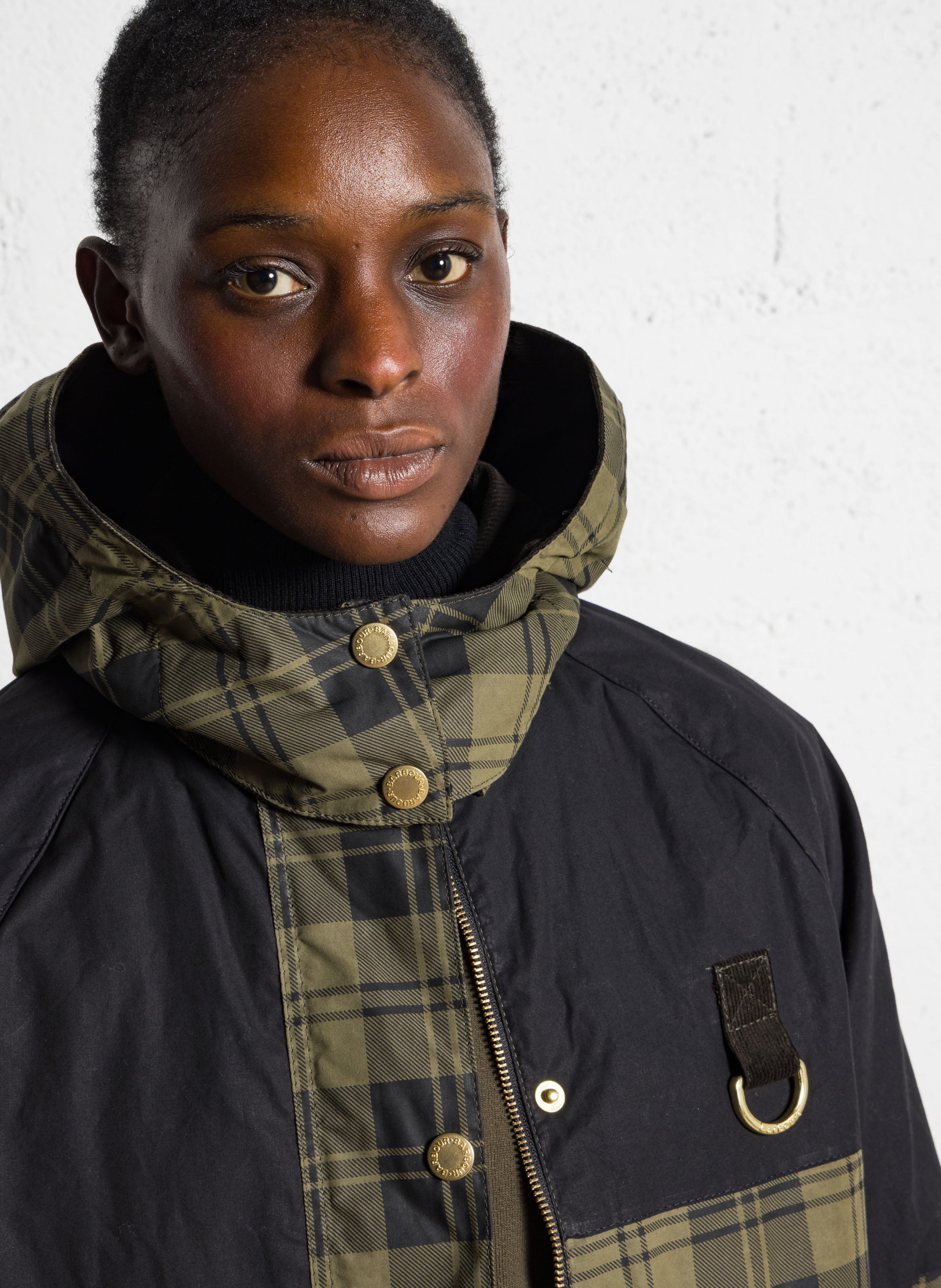 Veste droite en coton imprimé BARBOUR Kaki