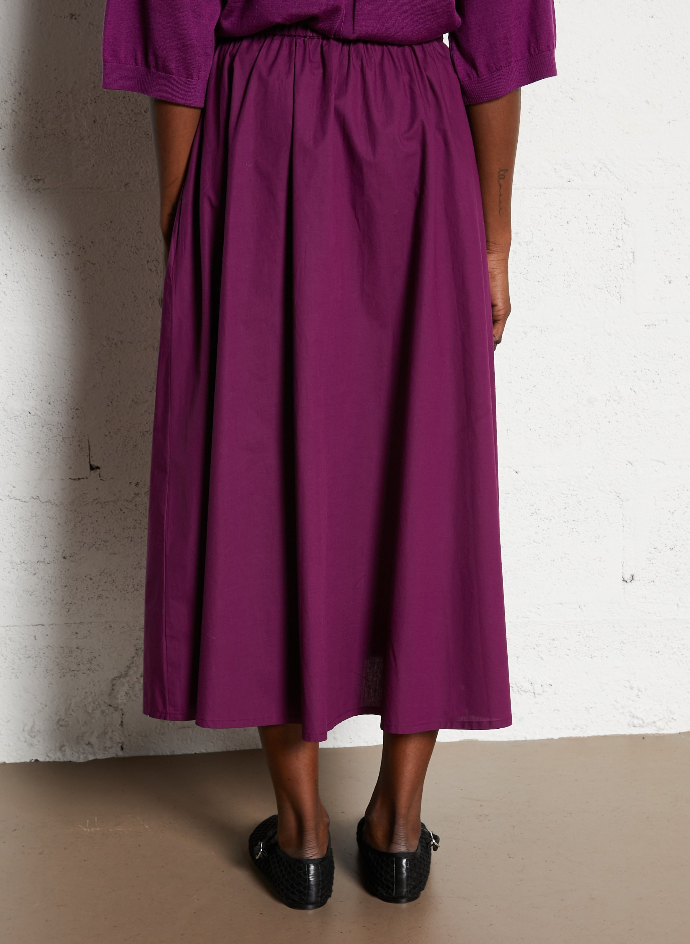 Flared midi skirt in solid cotton MAISON 123 Purple