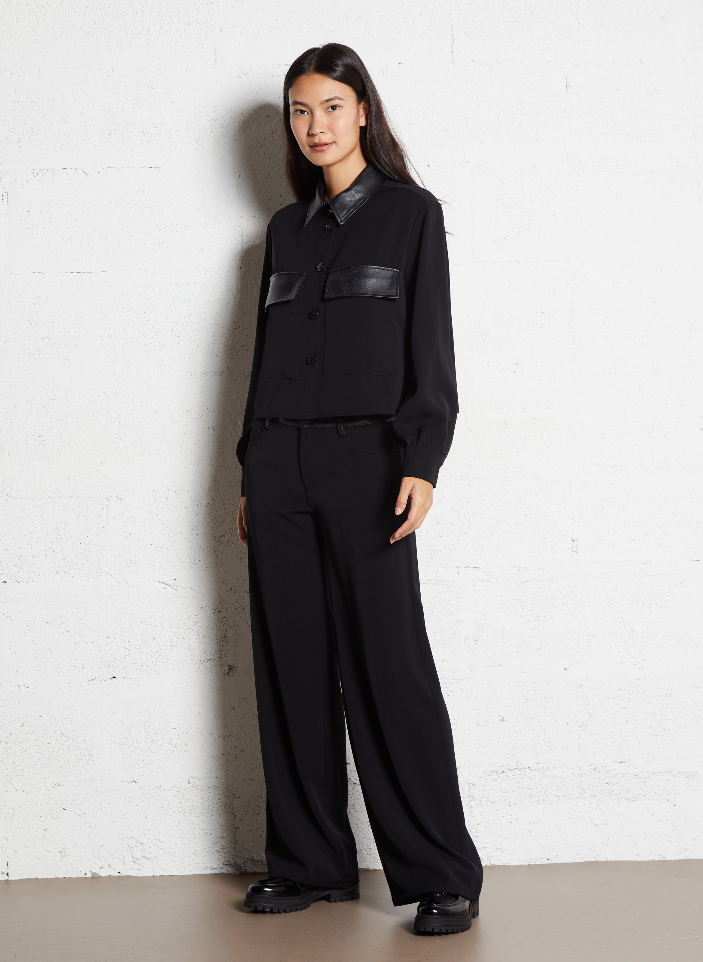 Effen leren mocassins REQINS Zwart