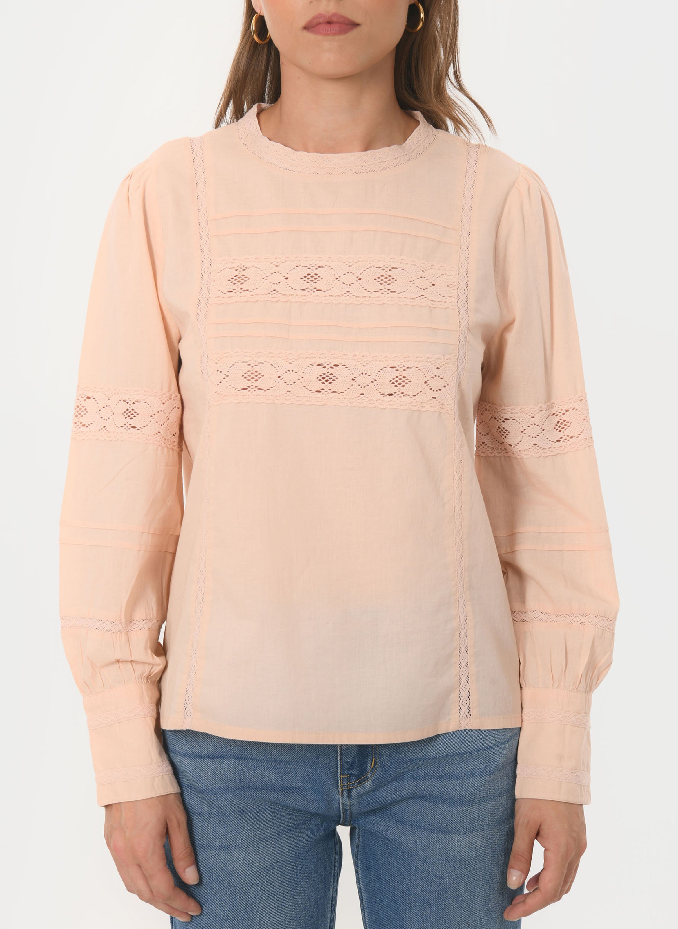 Rechte blouse met ronde hals van katoen KOOKAI Roze