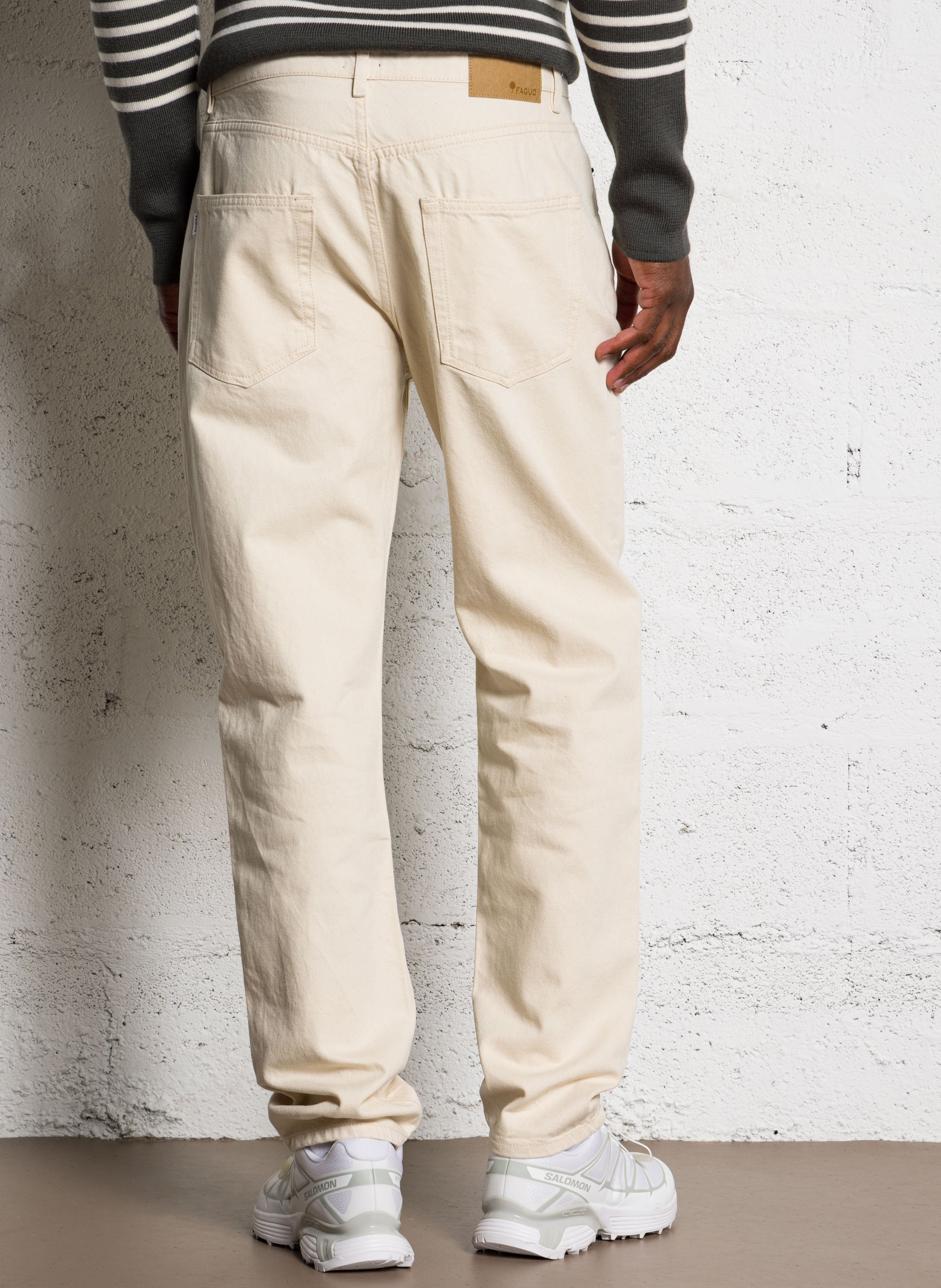 Cotton-blend straight jeans FAGUO Beige