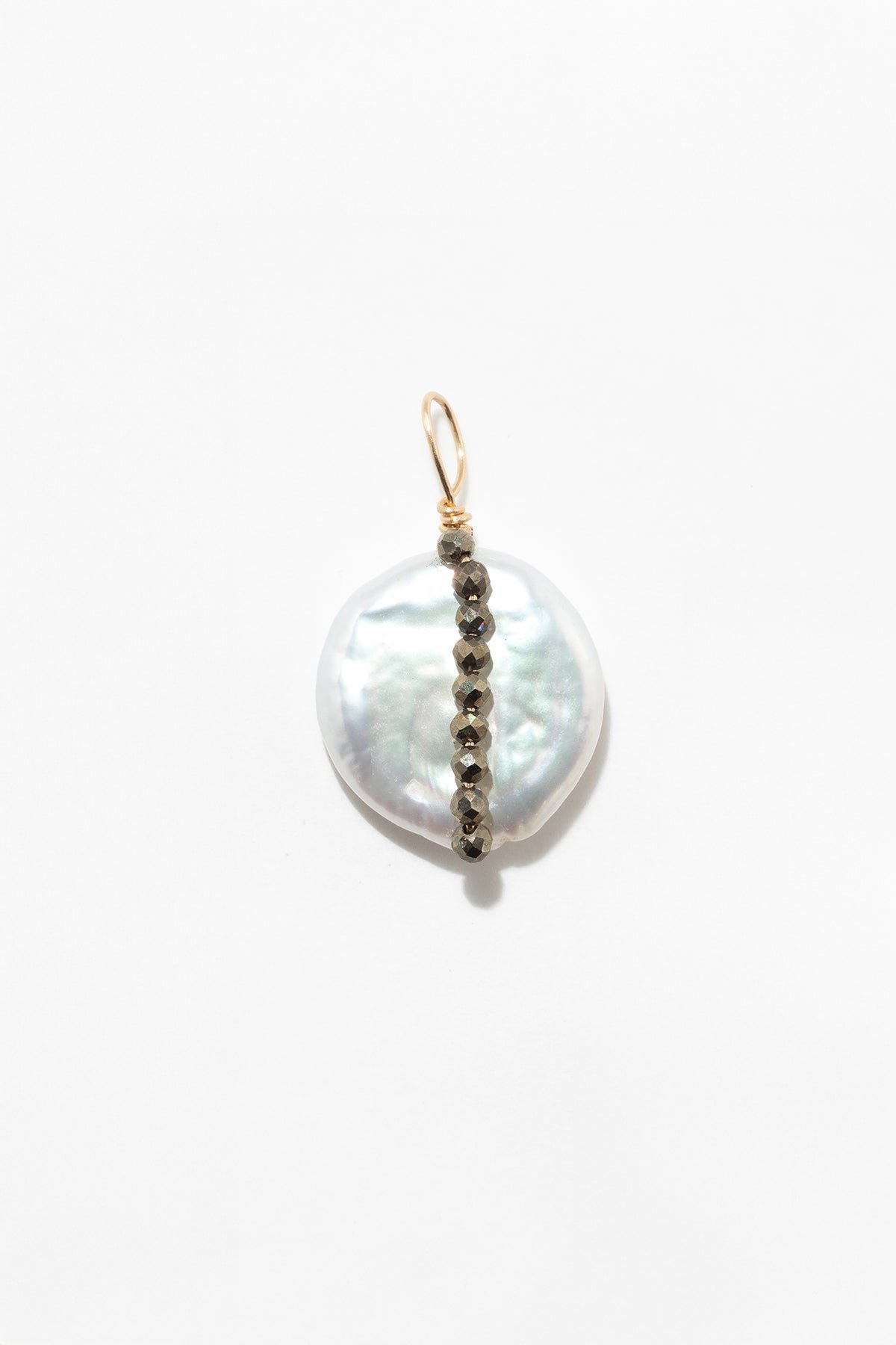 Large cowrie shell pendant - pyrite YAY Golden