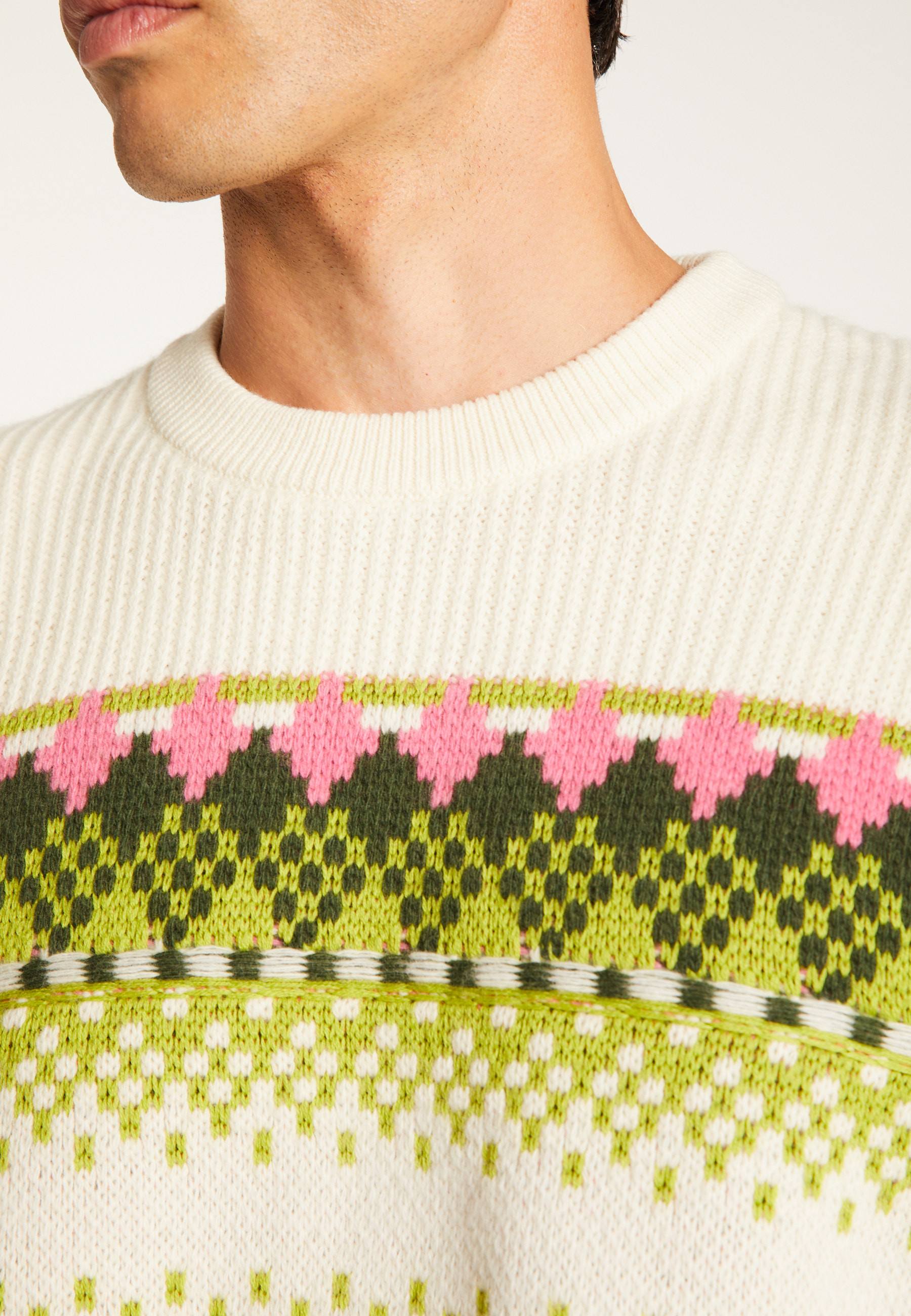 Merino wool patterned sweater MAISON MONTAGUT White