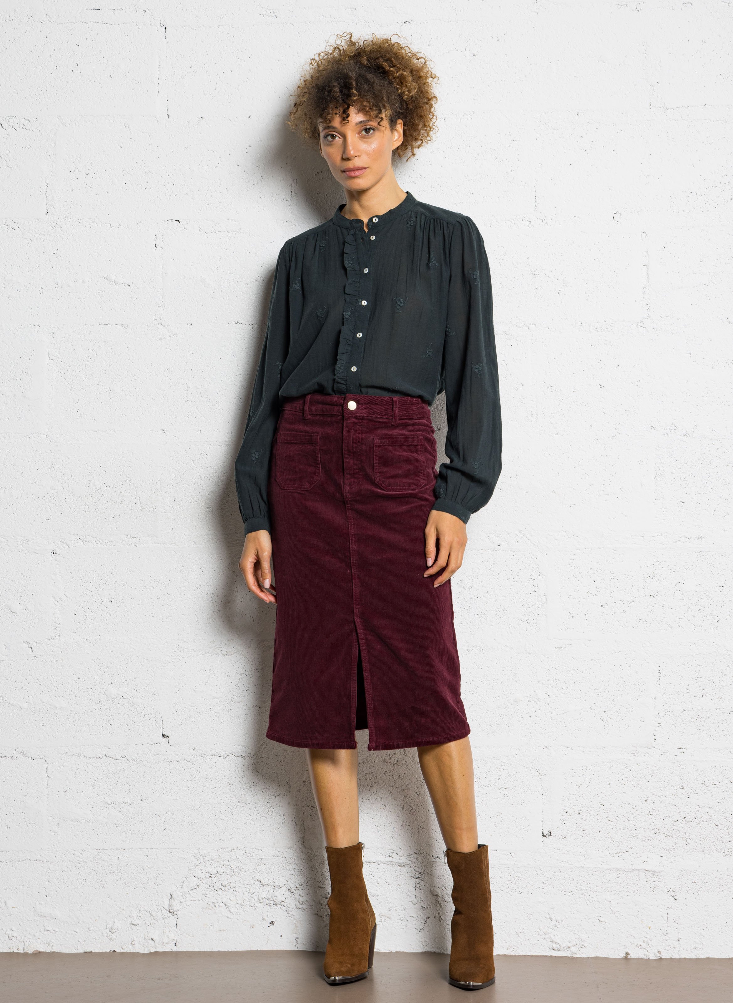 Jupe courte en coton mélangé MAISON 123 Rouge