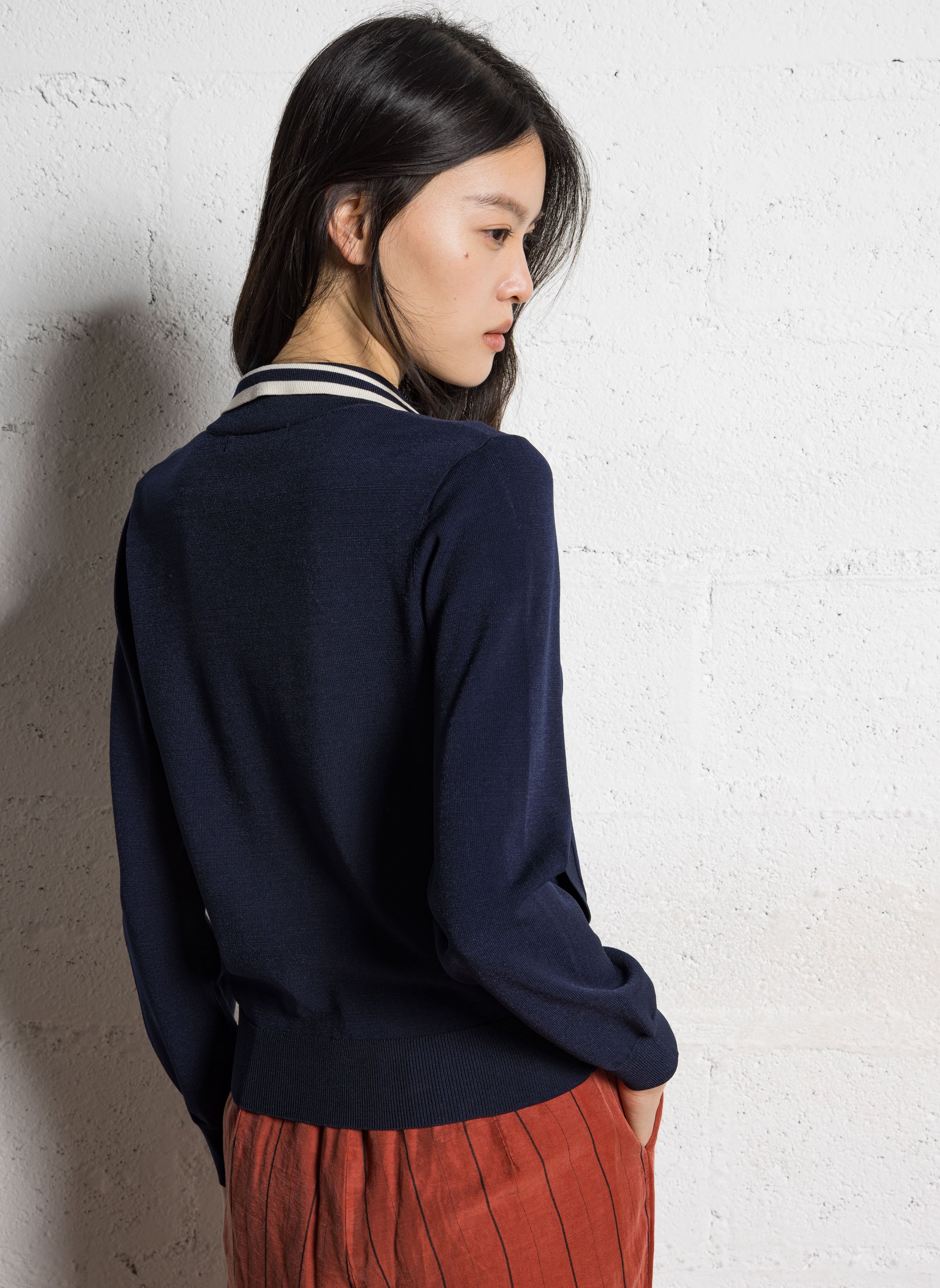 Recht vest met klassieke kraag in gebreide stof NICE THINGS Blauw