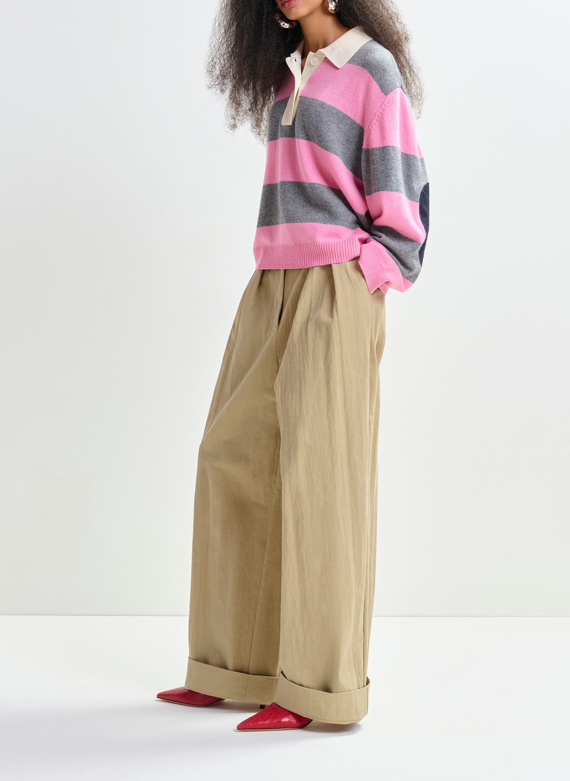 Oversized striped polo ESSENTIEL ANTWERP Grey