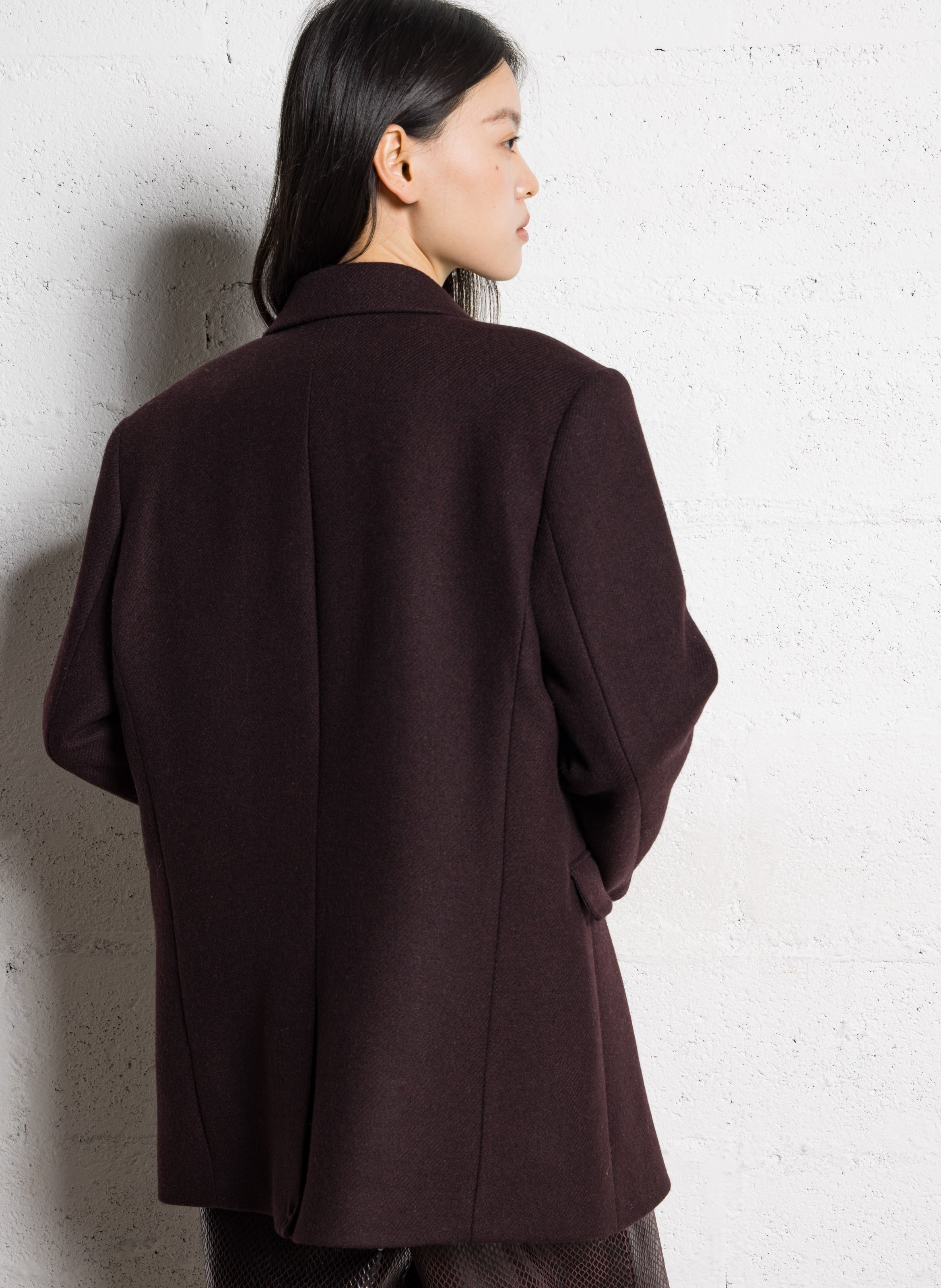 Oversized wool-blend coat with tailored collar IKKS Purple