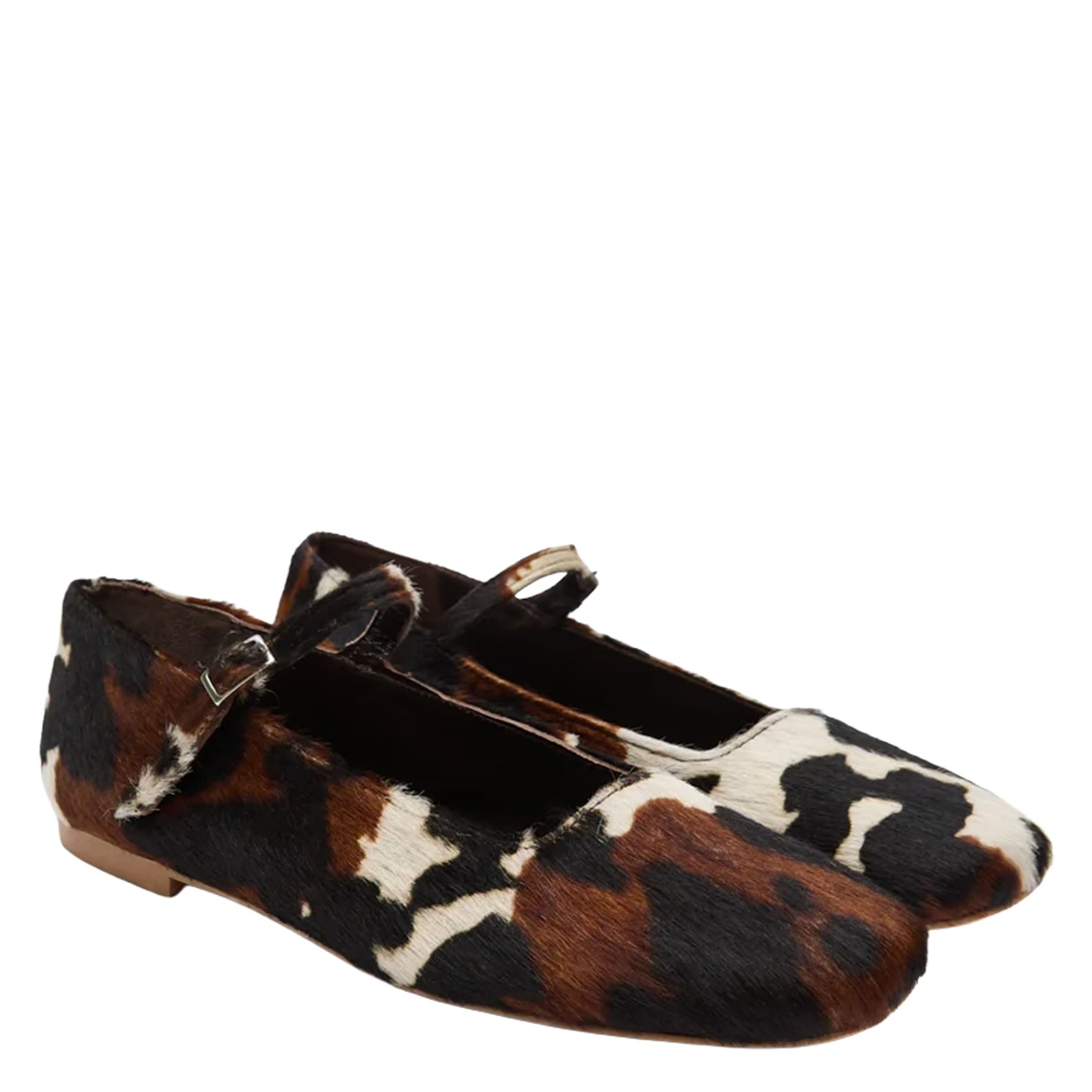 Ballerina's van bedrukt leer AUGUSTA Bruin