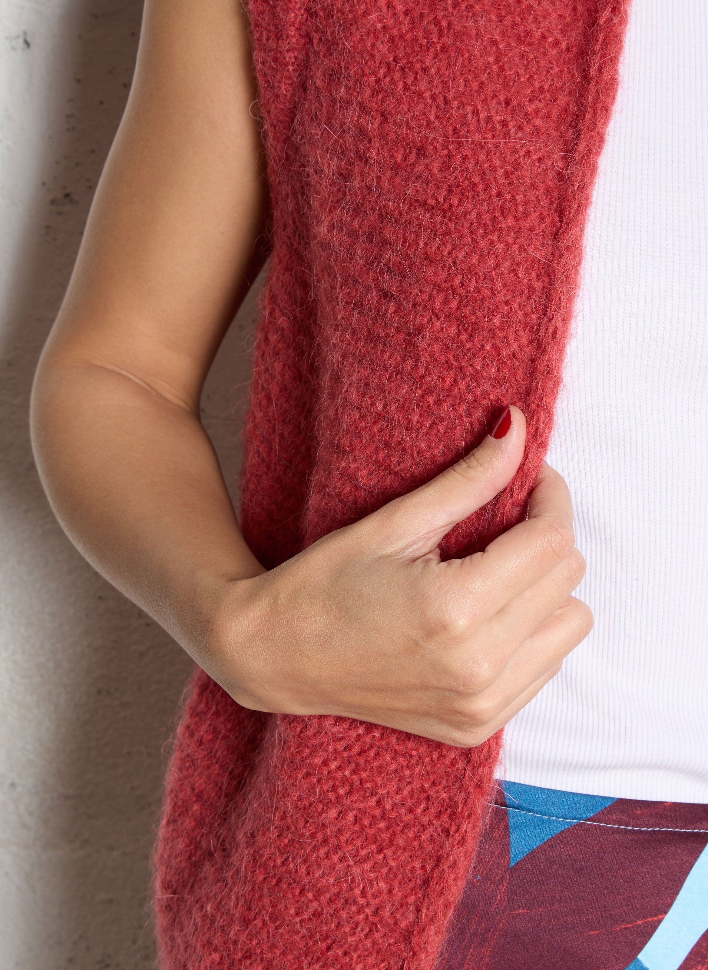 Kurze Strickjacke aus Mohair und Alpaka SUD EXPRESS Rot