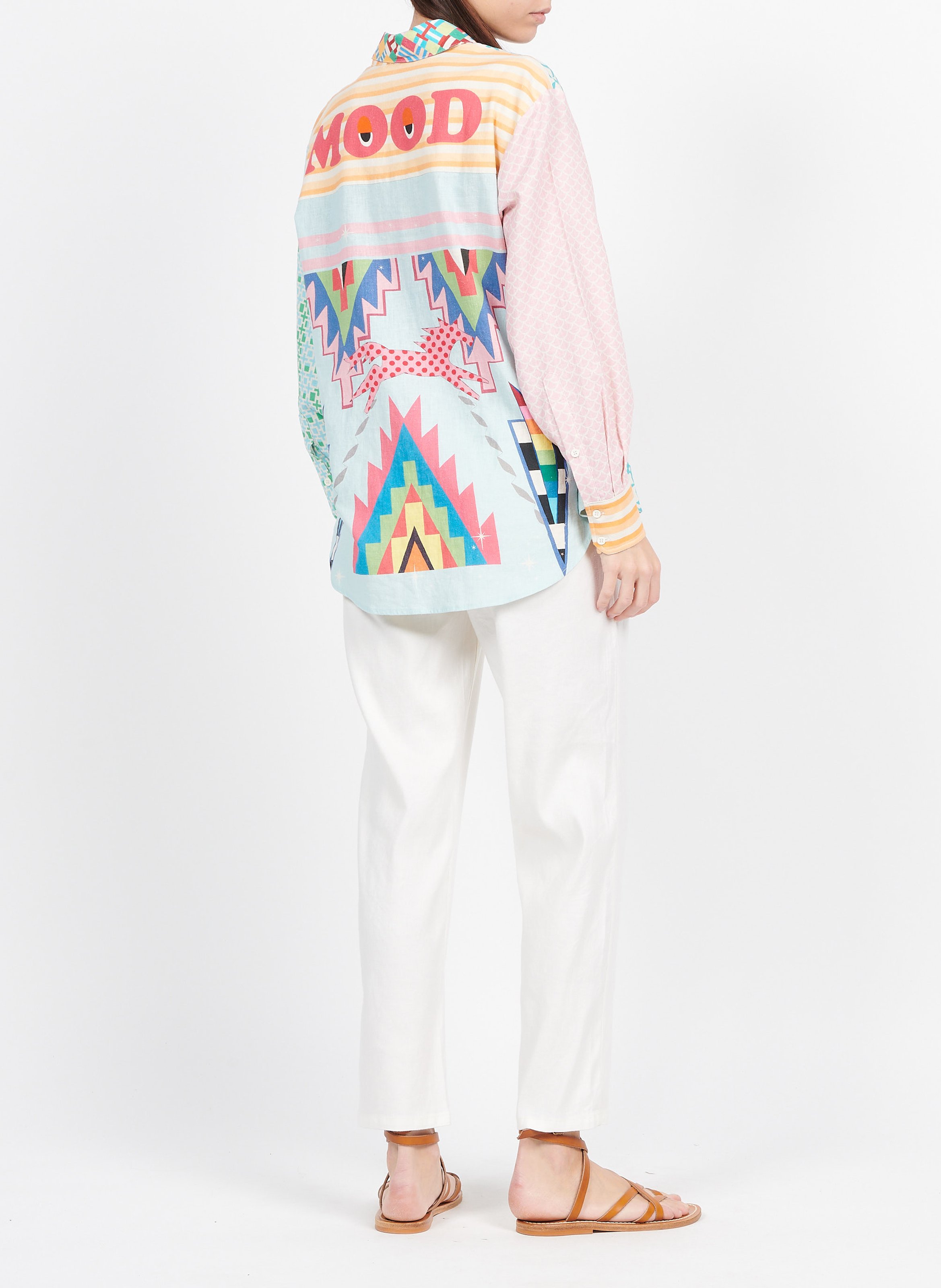 Chemise col classique à imprimés en lin mélangé SACK S Multicolore