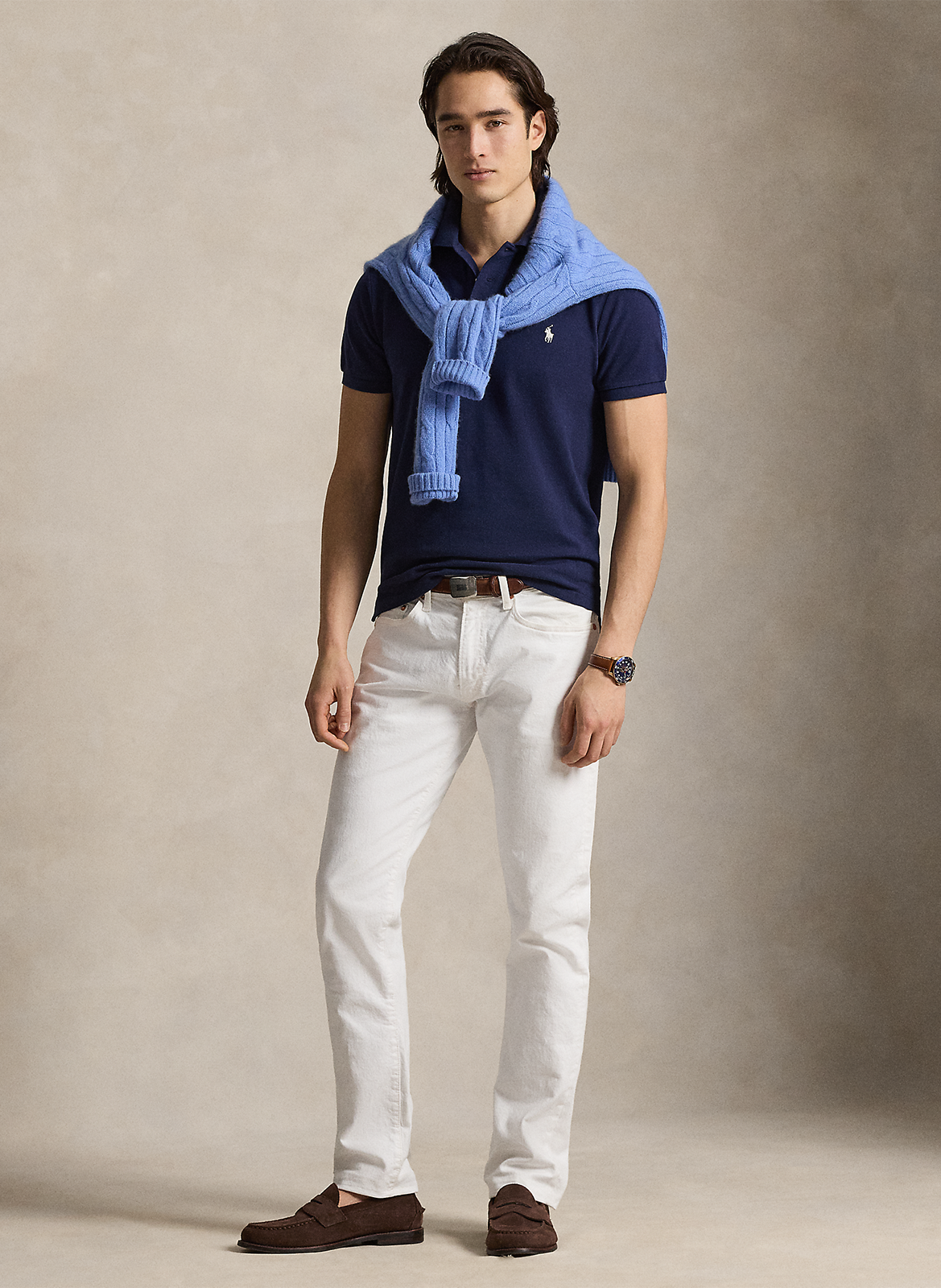 Custom-fit cotton polo shirt POLO RALPH LAUREN Blue