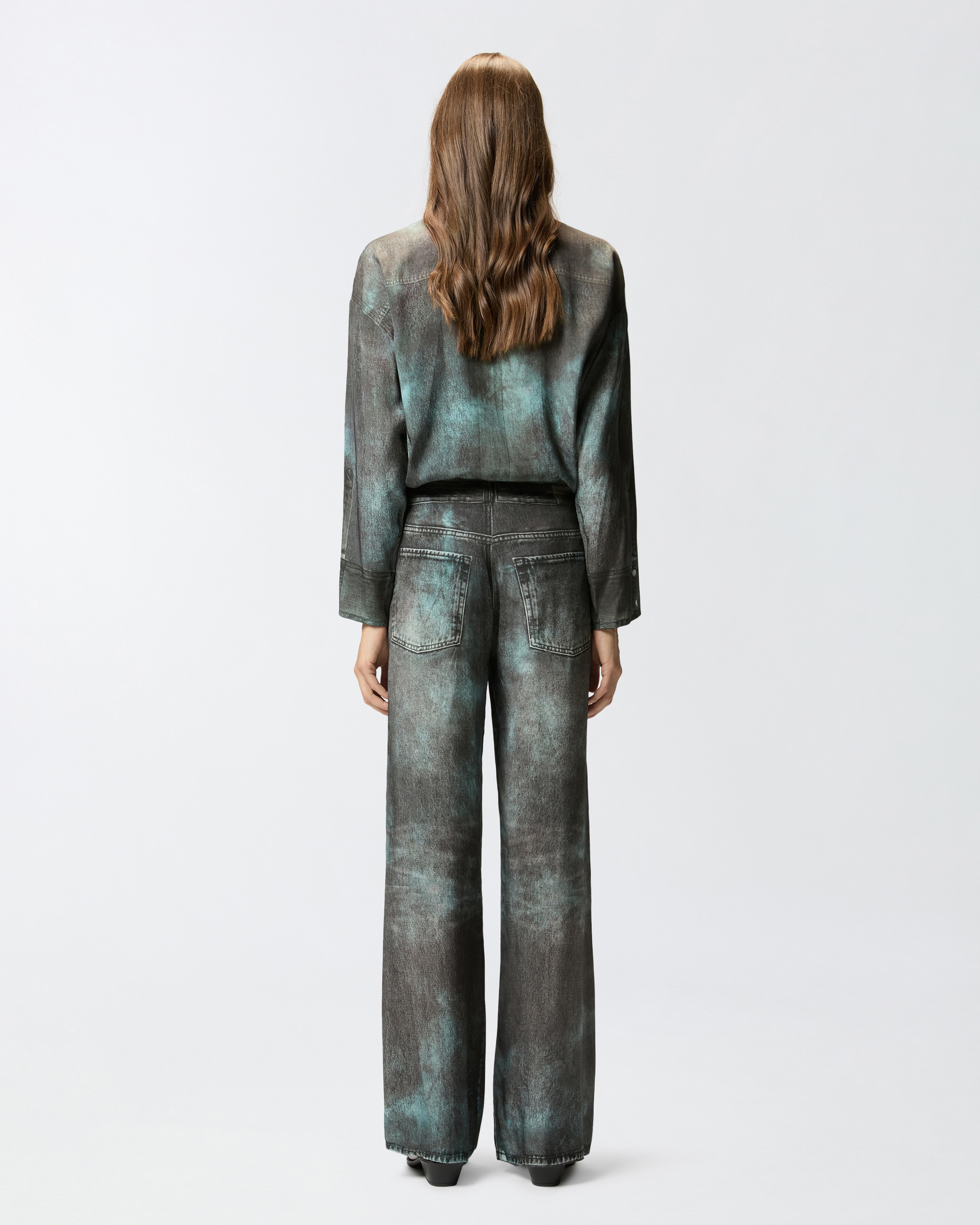 Wide-leg pants with denim effect print PINKO Grey