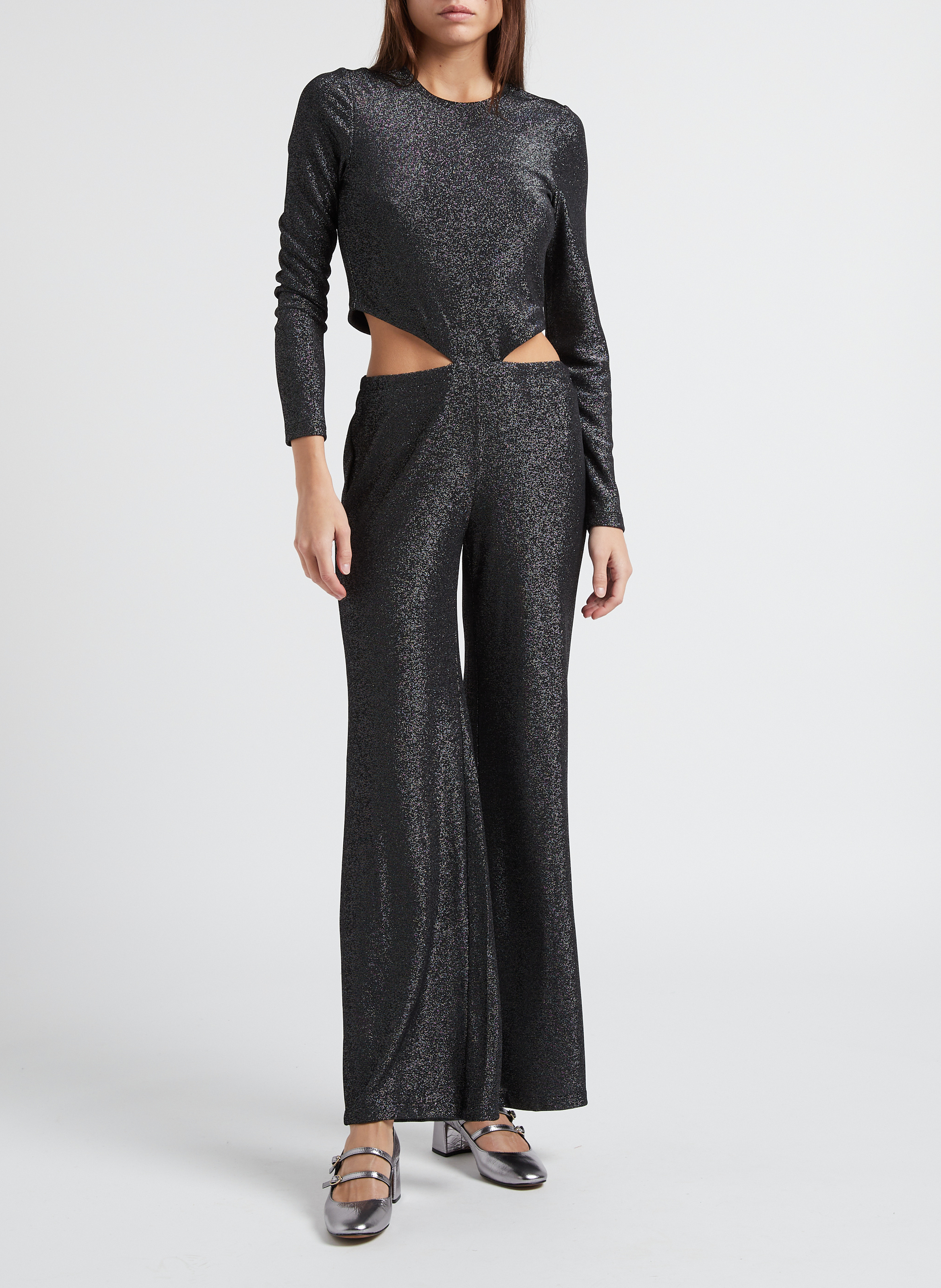 Round-neck jumpsuit with glitter KARMA KOMA Silver
