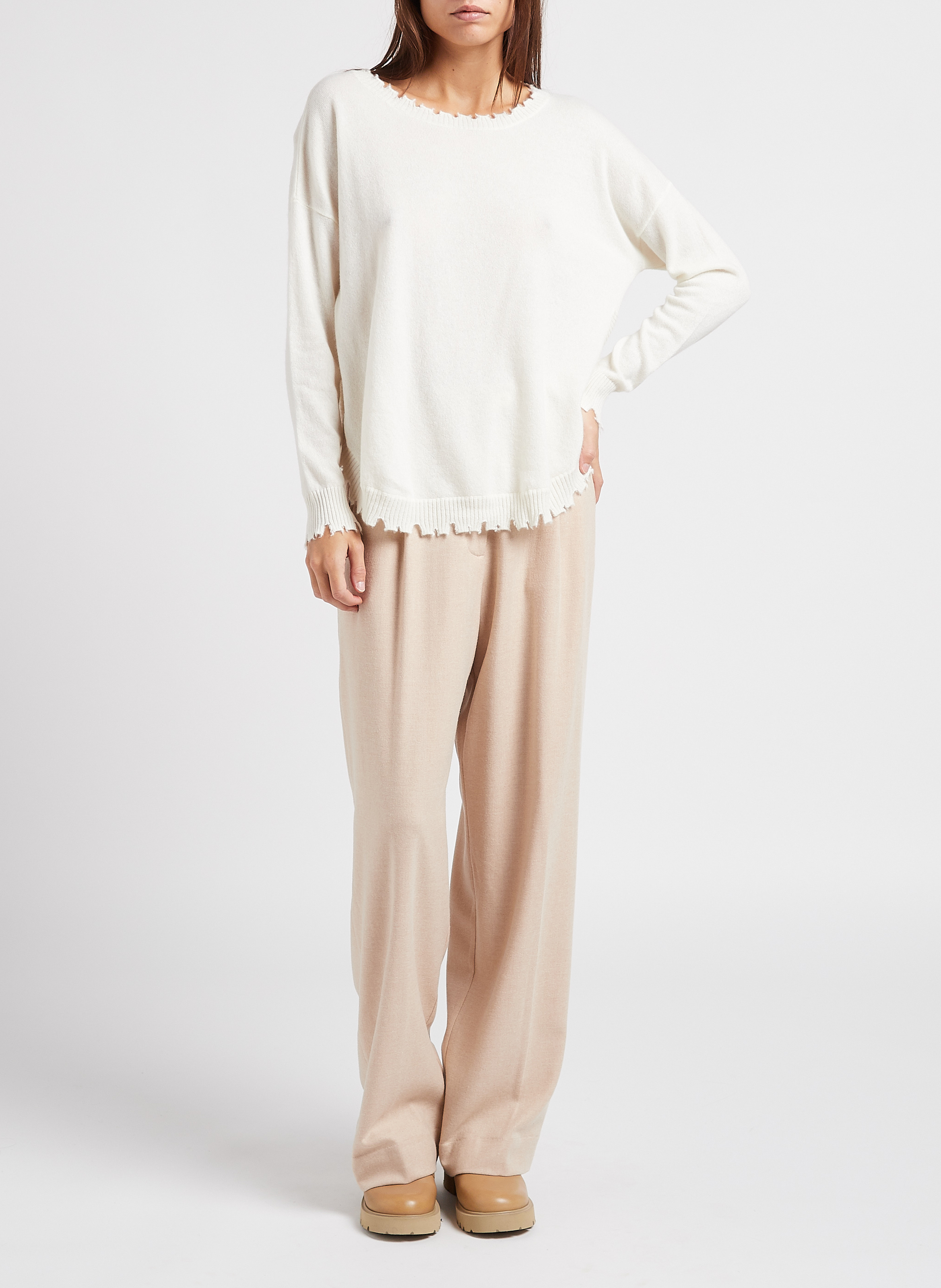 Oversized cashmere knit sweater KUJTEN White