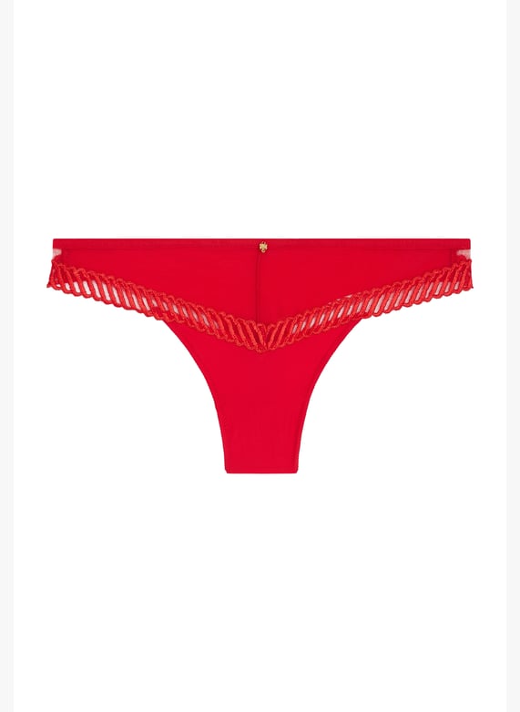 tanga en coton et dentelle - rose clair - Undiz tanga en coton et dentelle - rose clair - Undiz