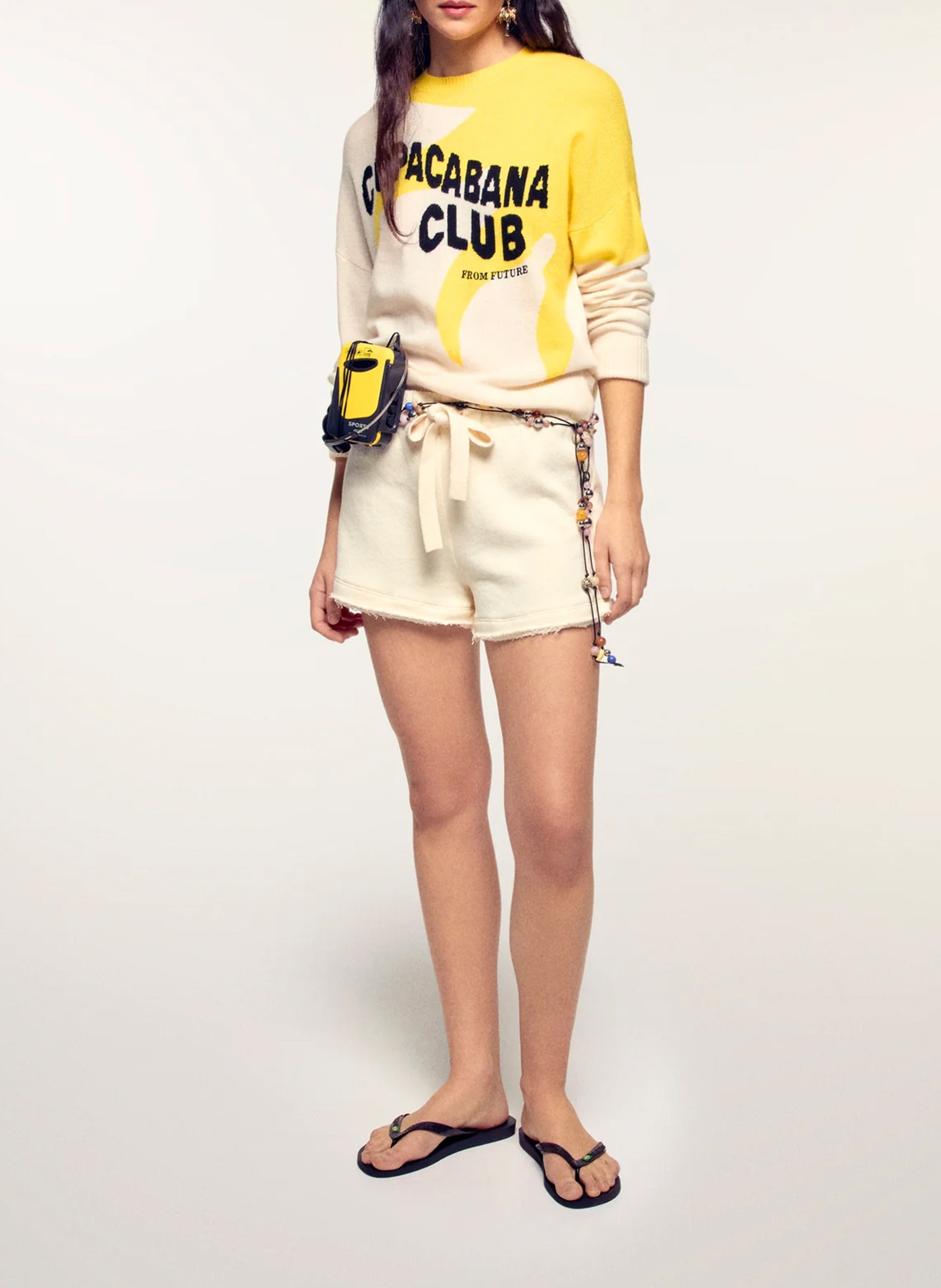 Pull droit col rond en laine et cachemire mélangé FROM FUTURE Beige