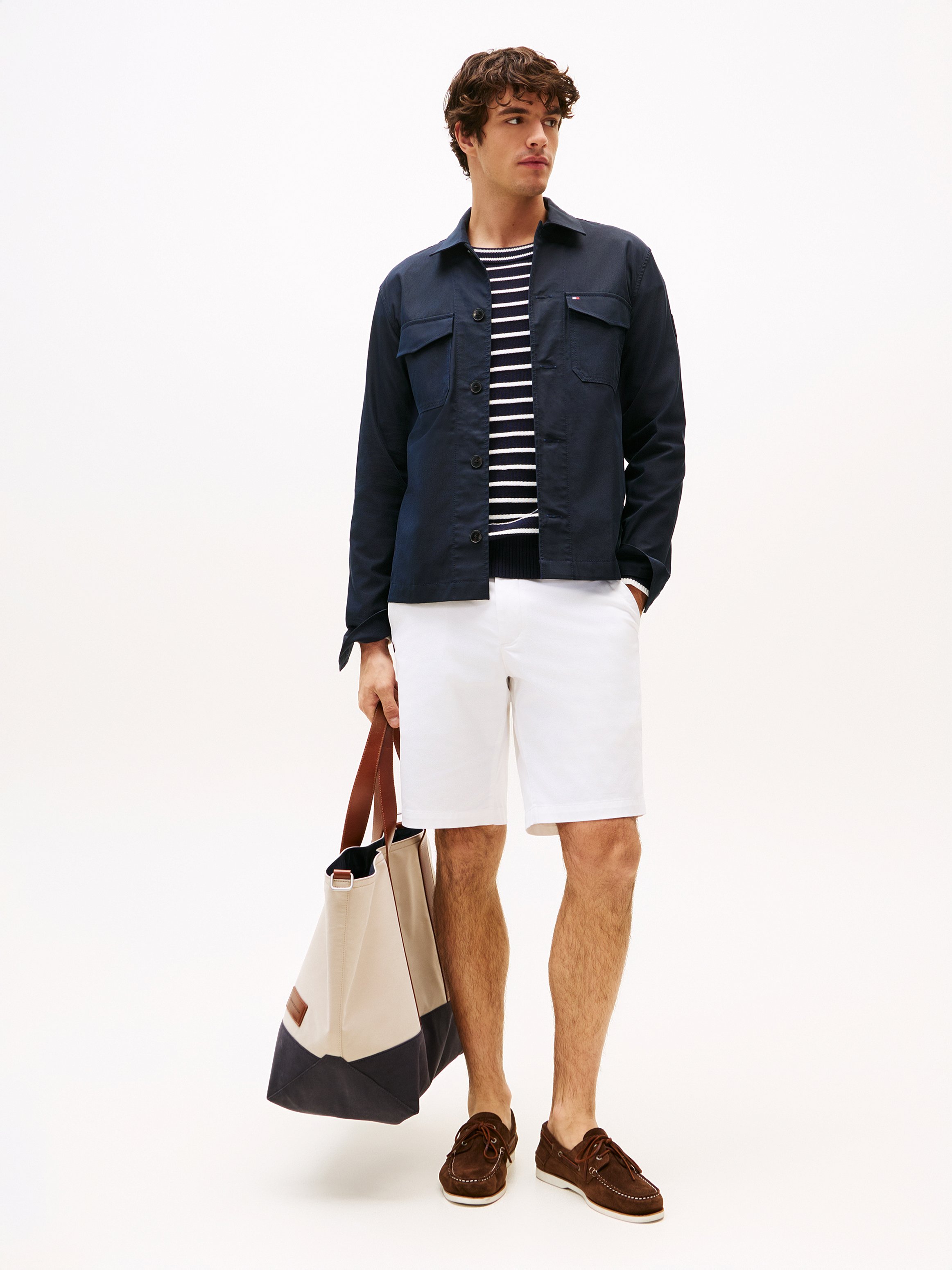 Jacke aus gemischter Baumwolle mit klassischem Kragen TOMMY HILFIGER Blau