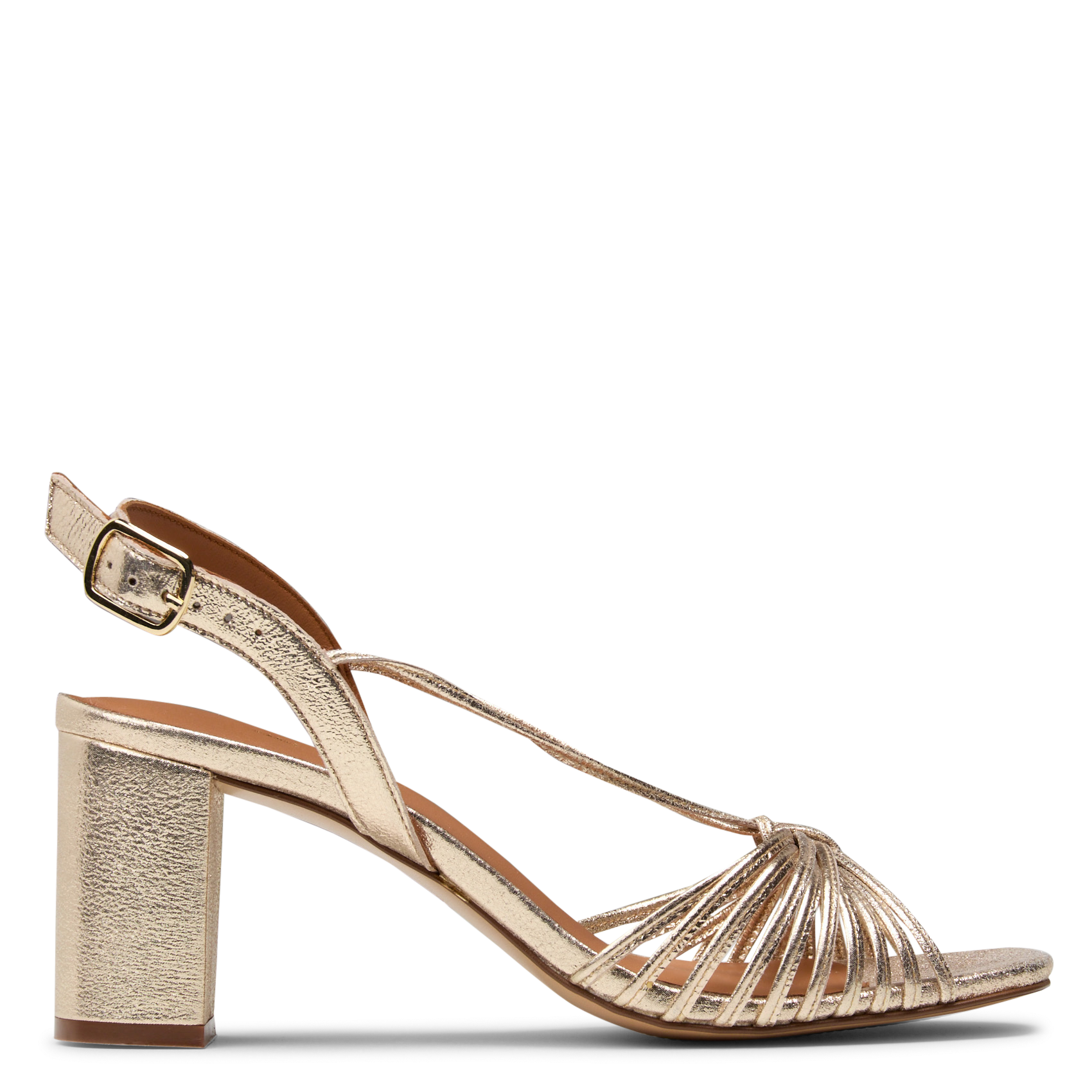 Sandales à talons en cuir métallisé MAISON 123 Doré