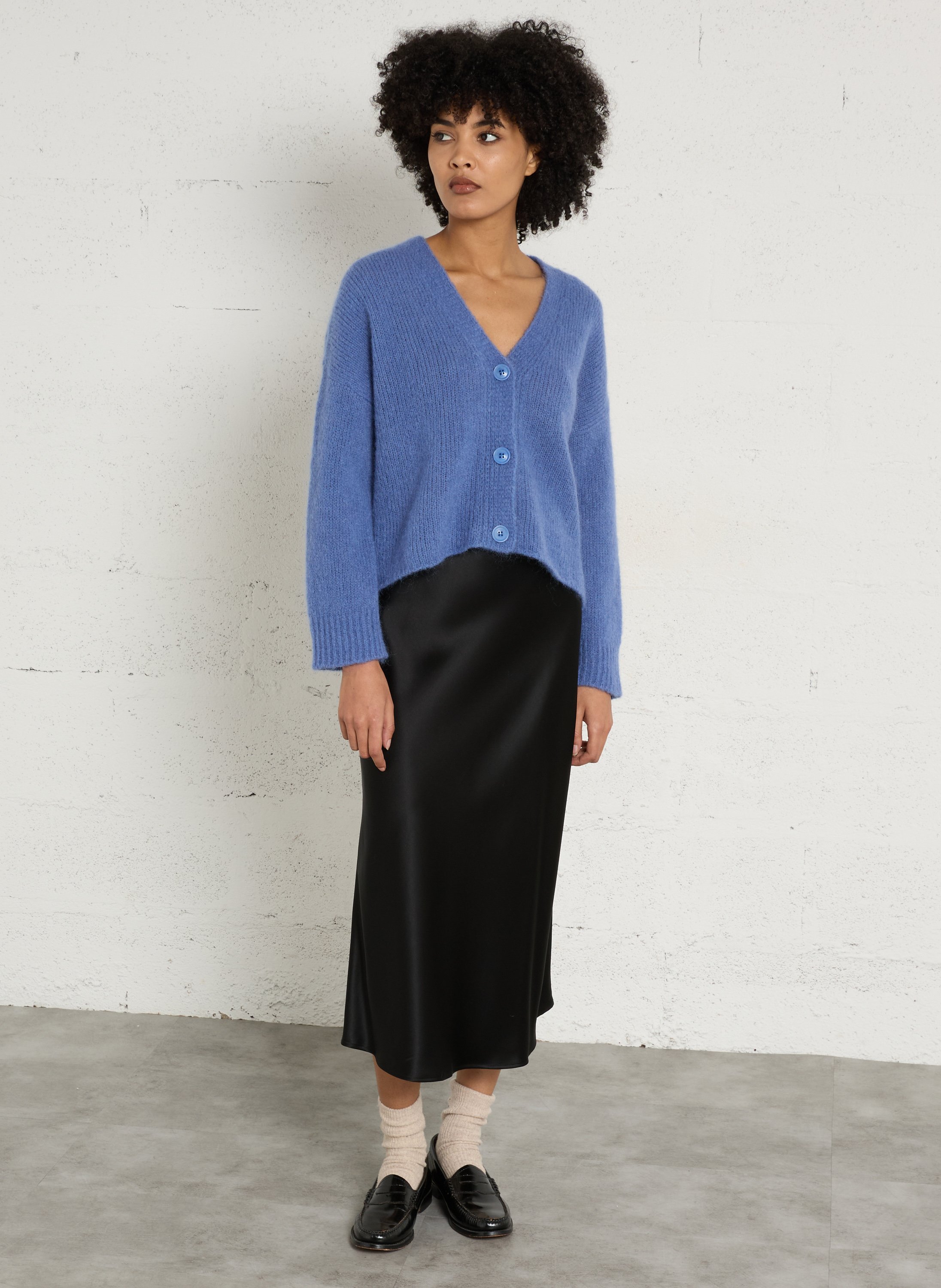 Long satin-effect skirt MAISON 123 Black