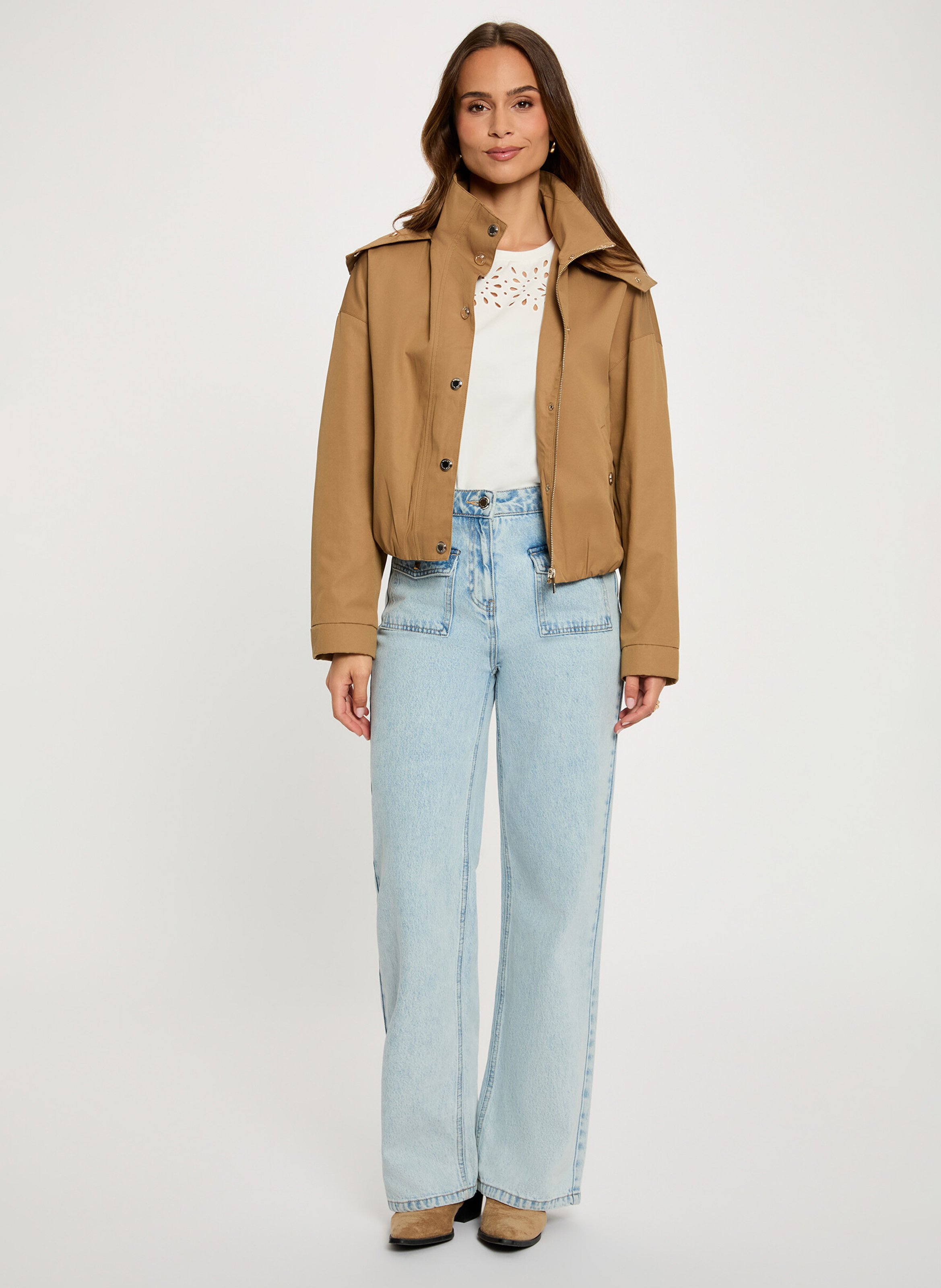 Veste col montant en coton mélangé MORGAN Marron