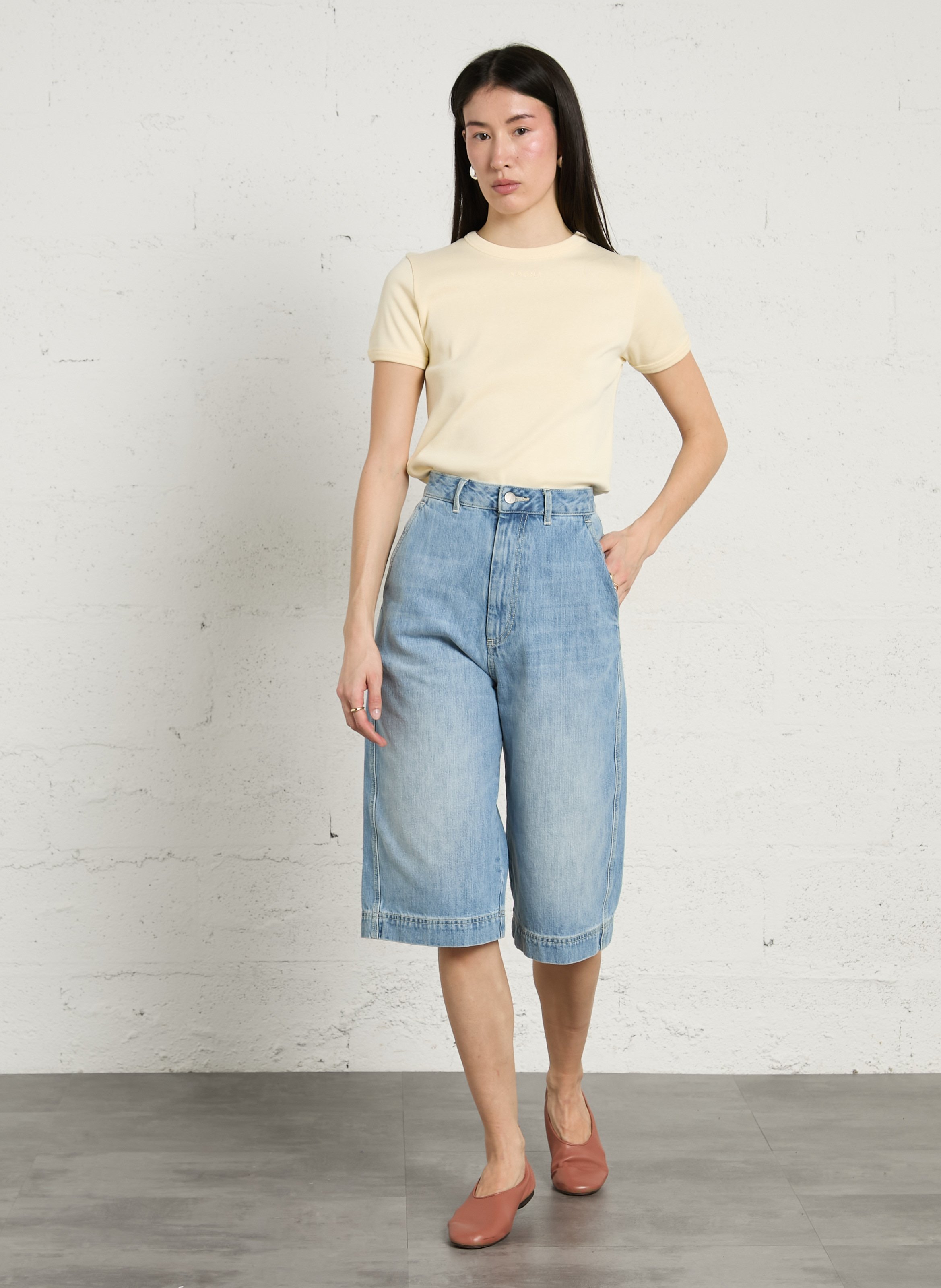 Alessia stretch cotton denim shorts SOEUR Blue